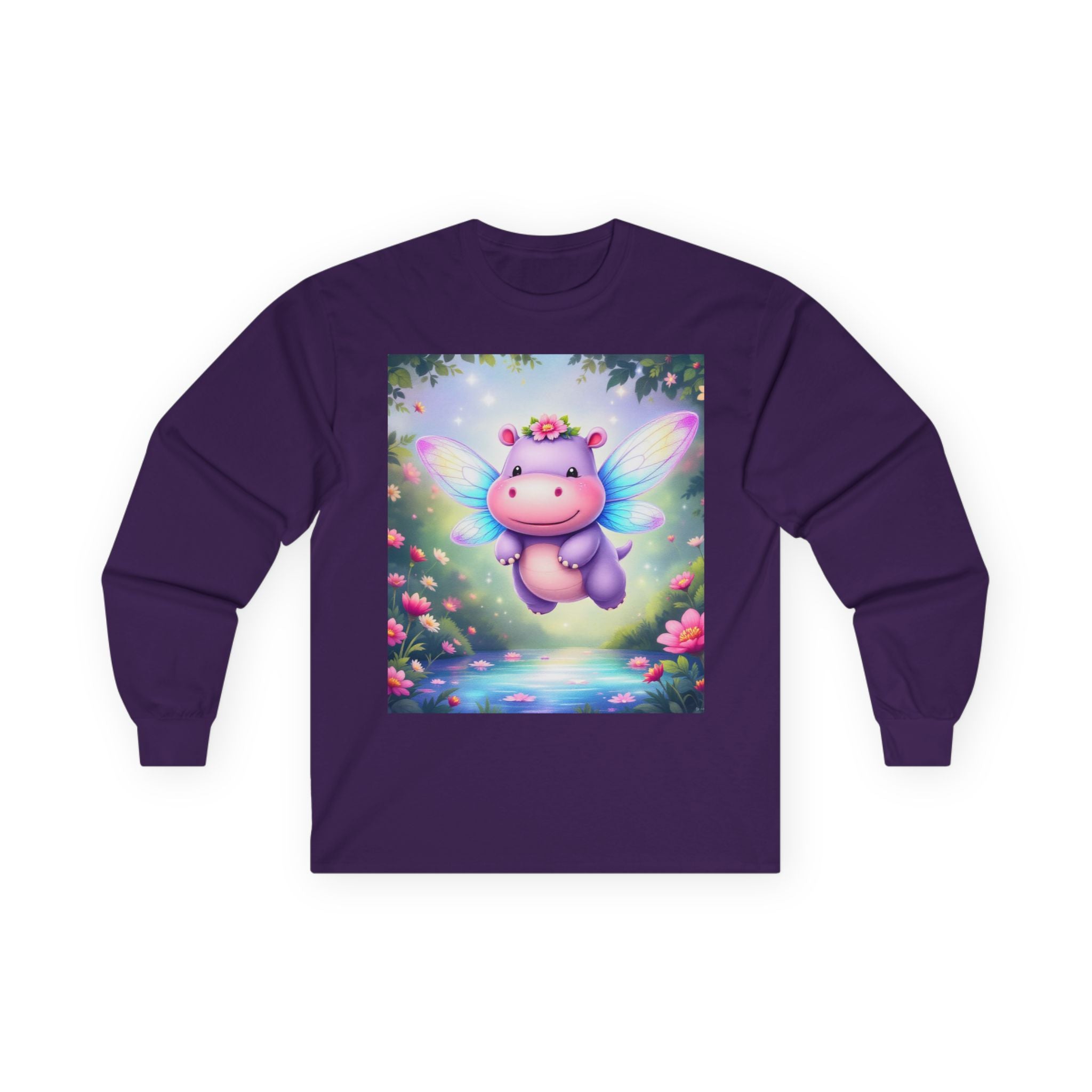 Long Sleeve Tee - Magical Hippo Fairy Design from Sparkle Hollow