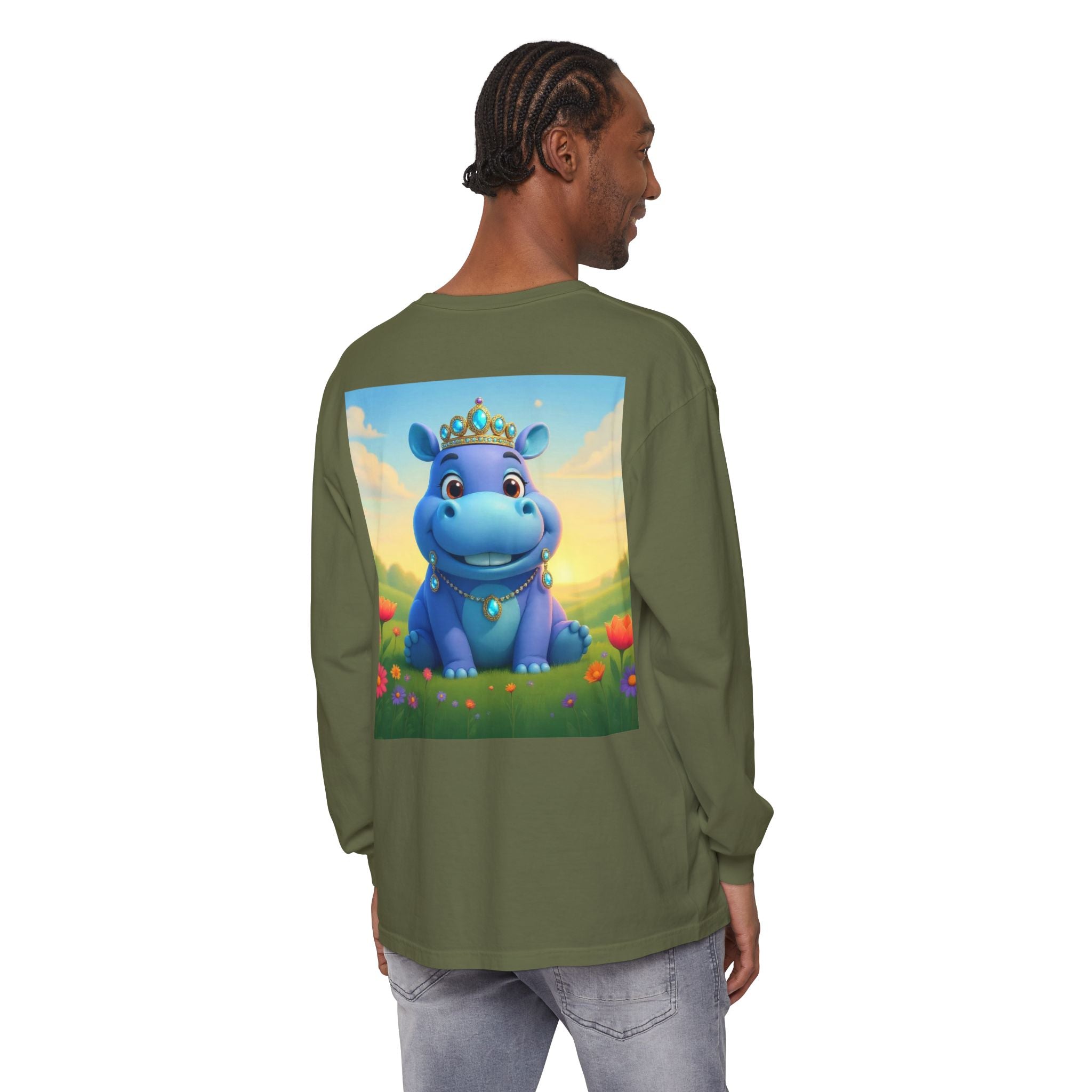 Whimsical Princess Hippo Long Sleeve T-Shirt