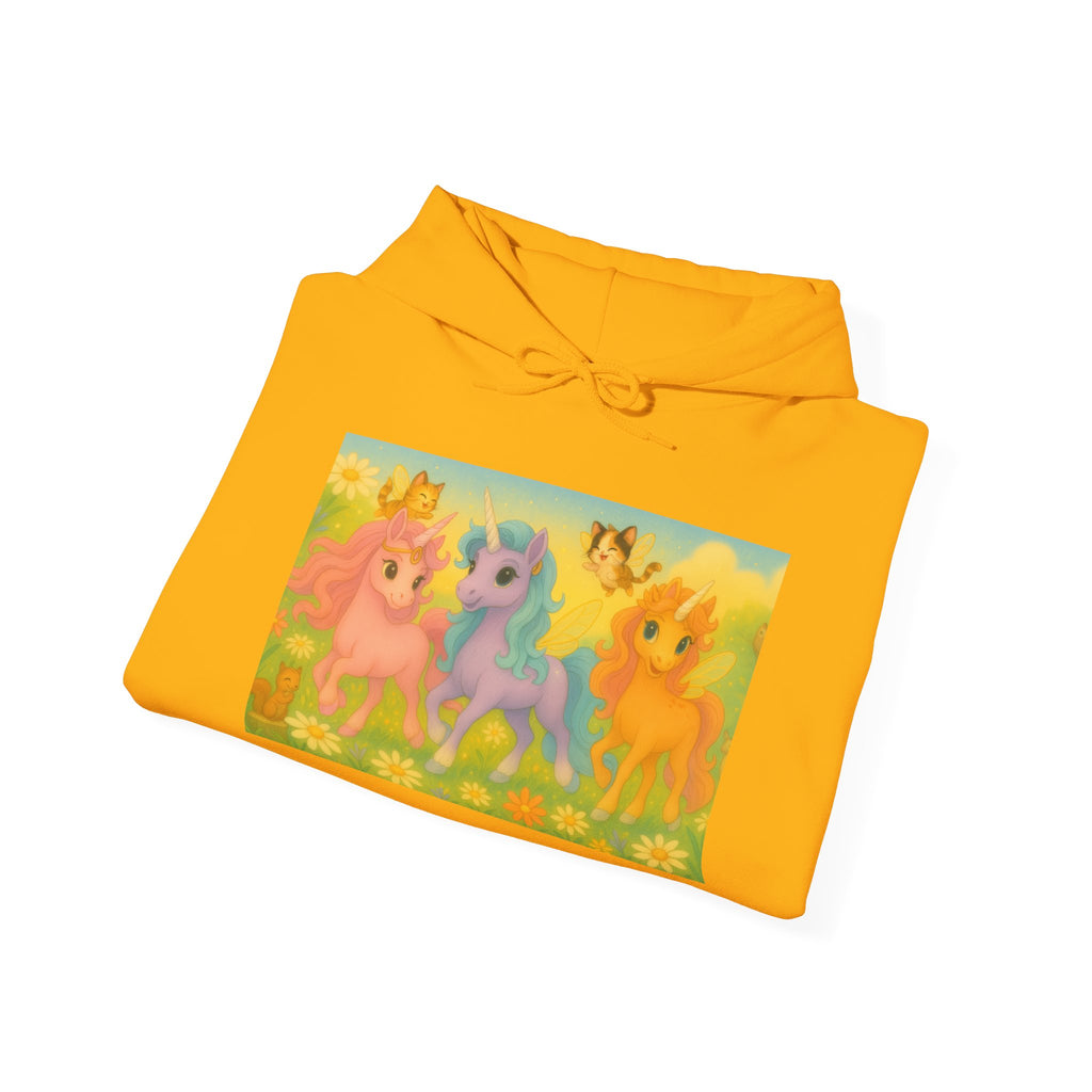 Hooded Sweatshirt - Whimsical Unicorn Princess Trio Design