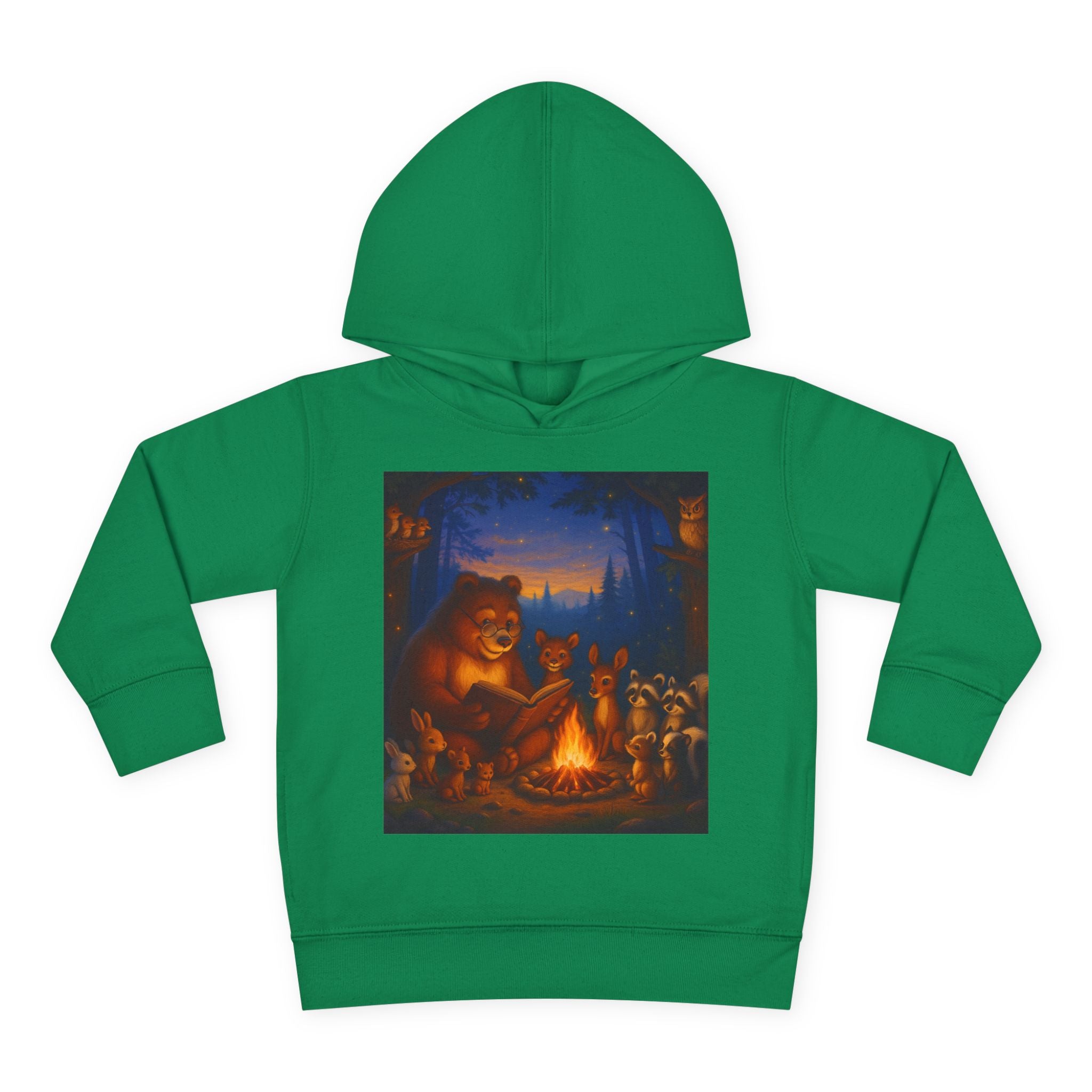 Toddler Hoodie — "Listen to the Story Bear" Campfire Design