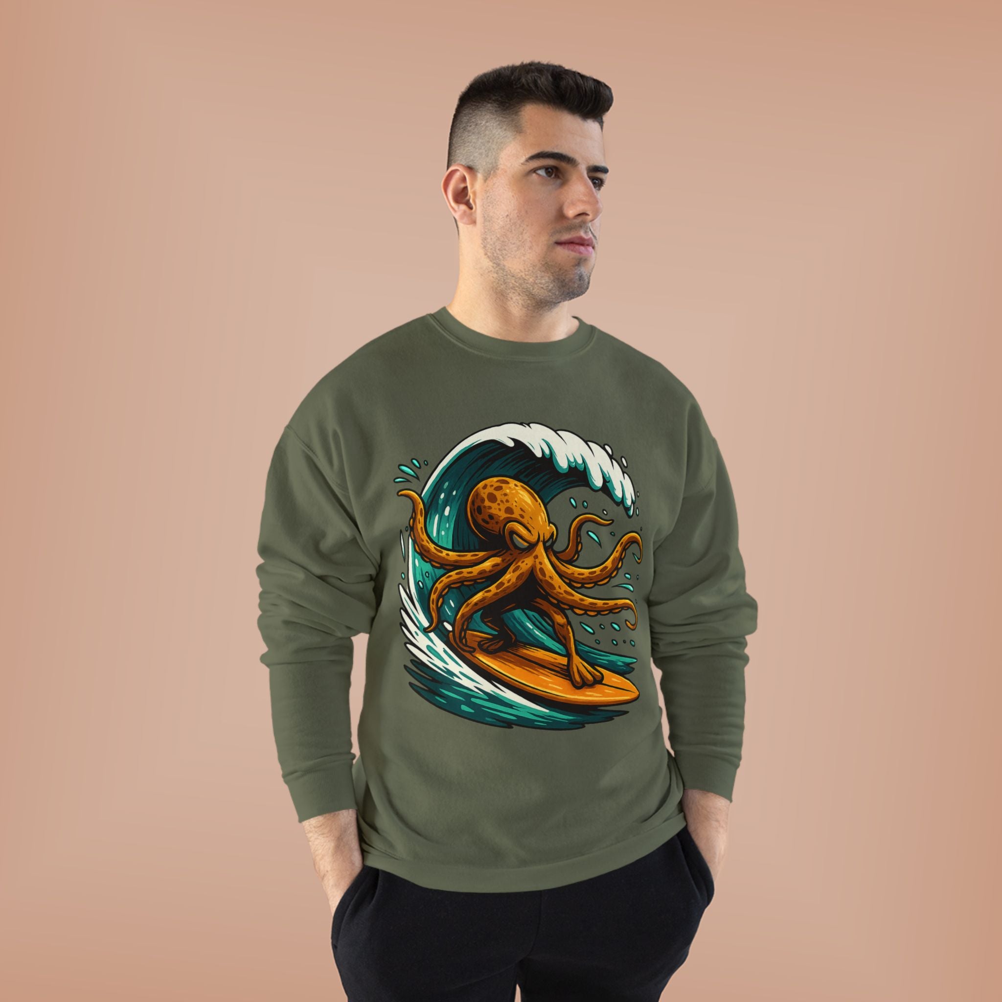 Octo Surfer Surfing Octopus Crewneck Sweatshirt