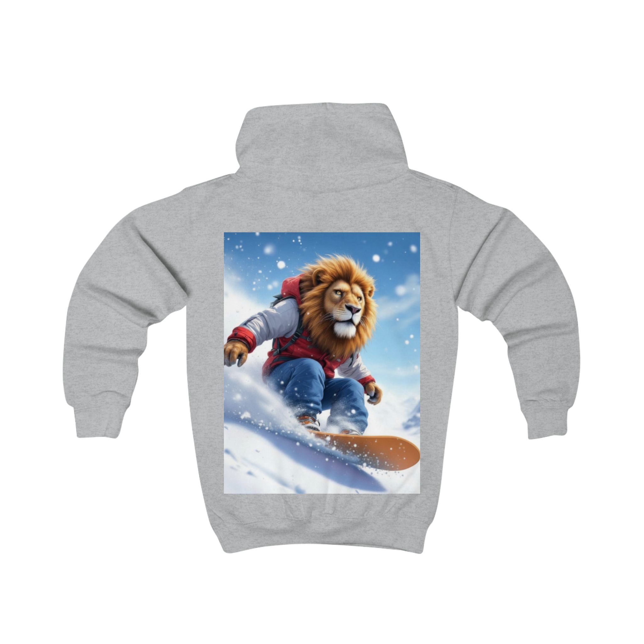 Kids Hoodie — Snowboarding Lion Graphic Hoodie for Boys & Girls