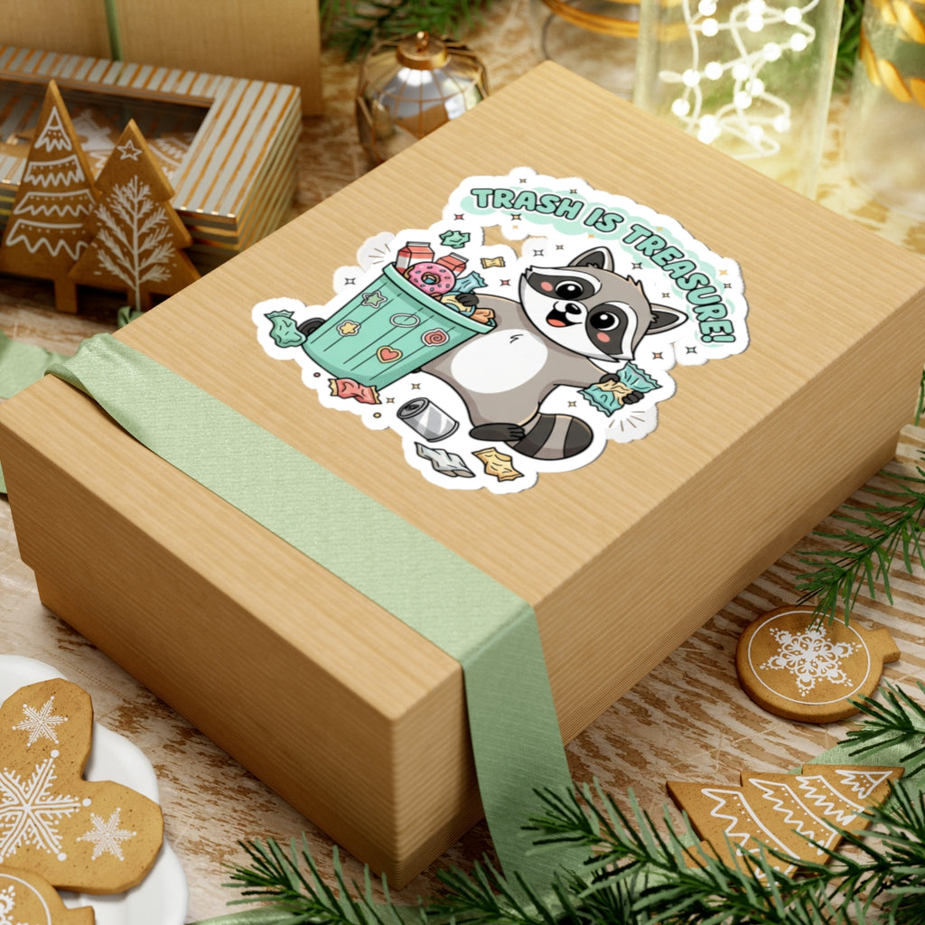 Trash Is Treasure raccoon sticker | Trash Panda Christmas, cute holiday sticker