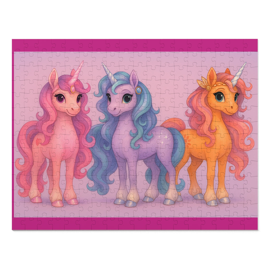 Jigsaw Puzzle: Whimsical Unicorn Princess Trio