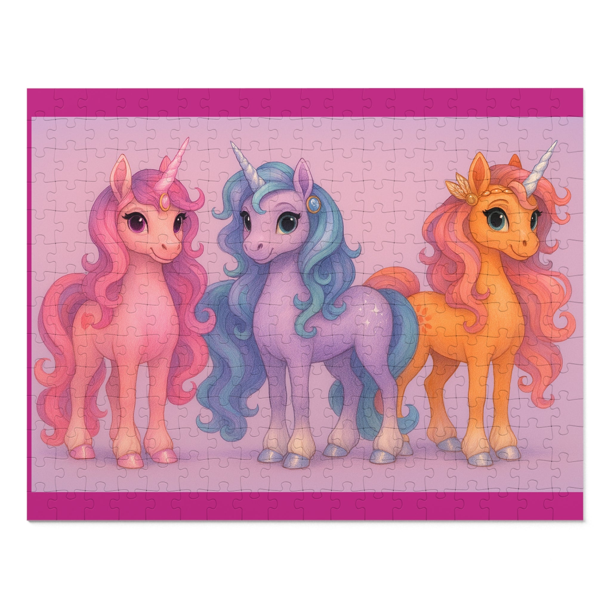 Jigsaw Puzzle: Whimsical Unicorn Princess Trio