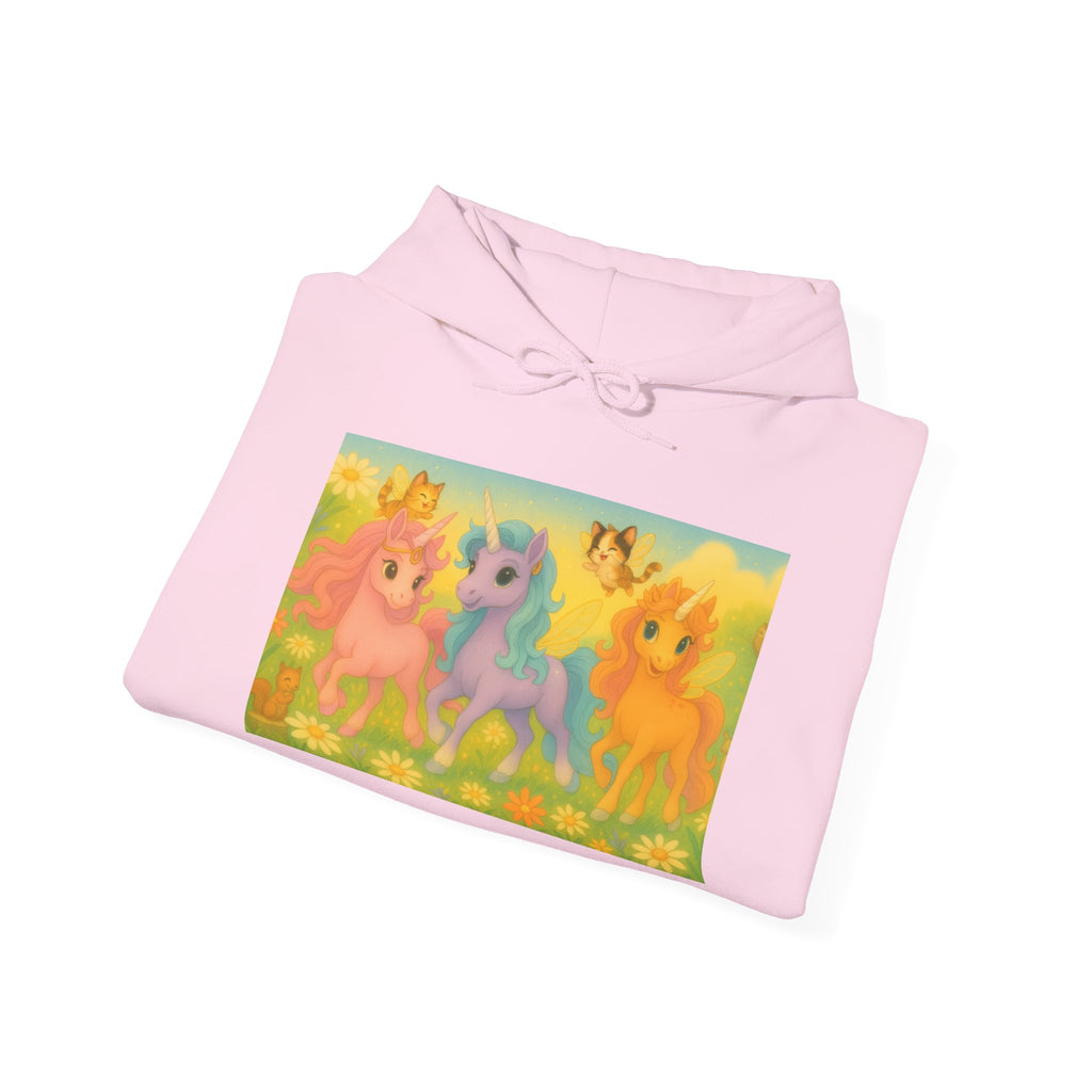 Hooded Sweatshirt - Whimsical Unicorn Princess Trio Design