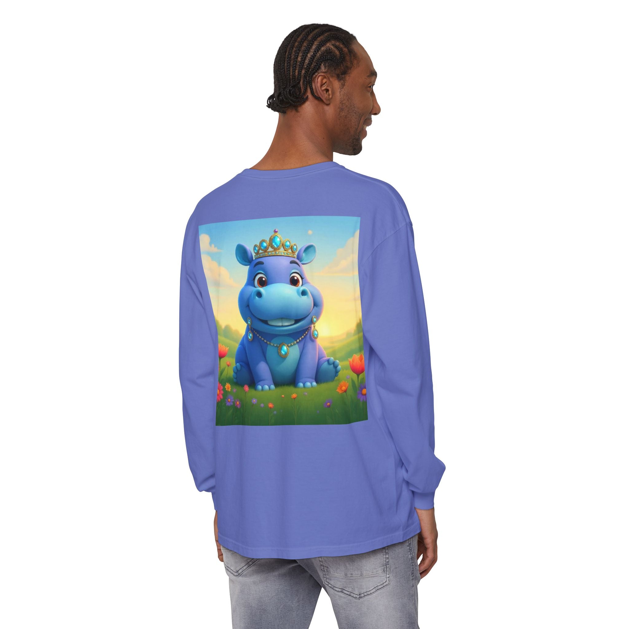 Whimsical Princess Hippo Long Sleeve T-Shirt
