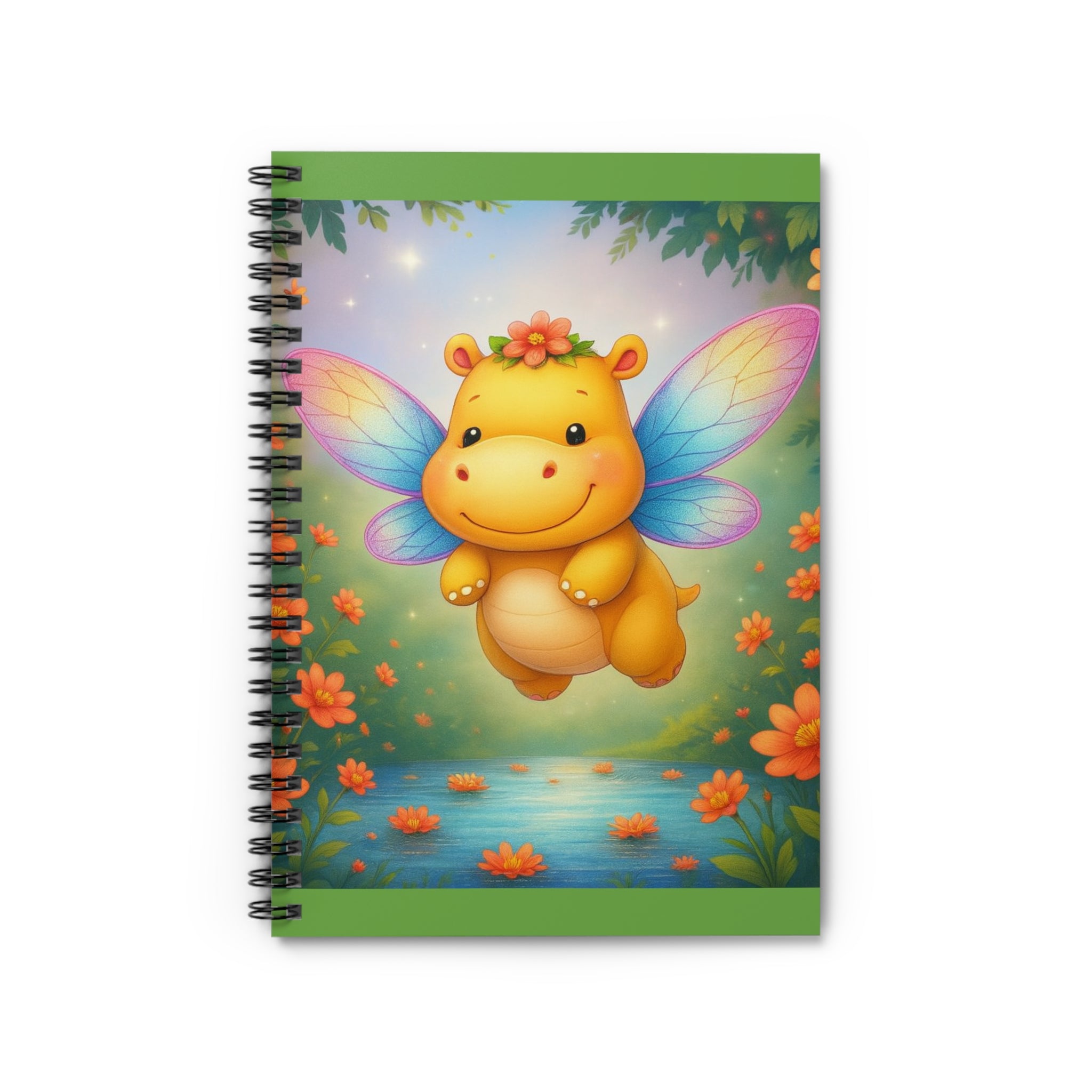 Cute Flying Hippo Fairy Notebook — Ruled Spiral Journal for Kids