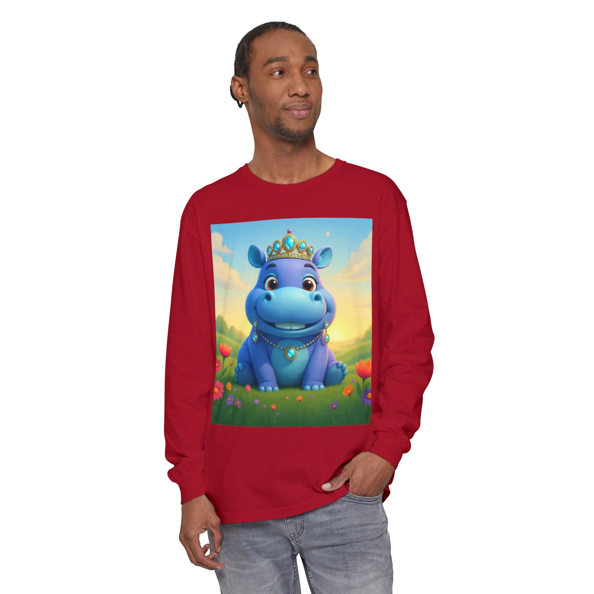 Whimsical Princess Hippo Long Sleeve T-Shirt