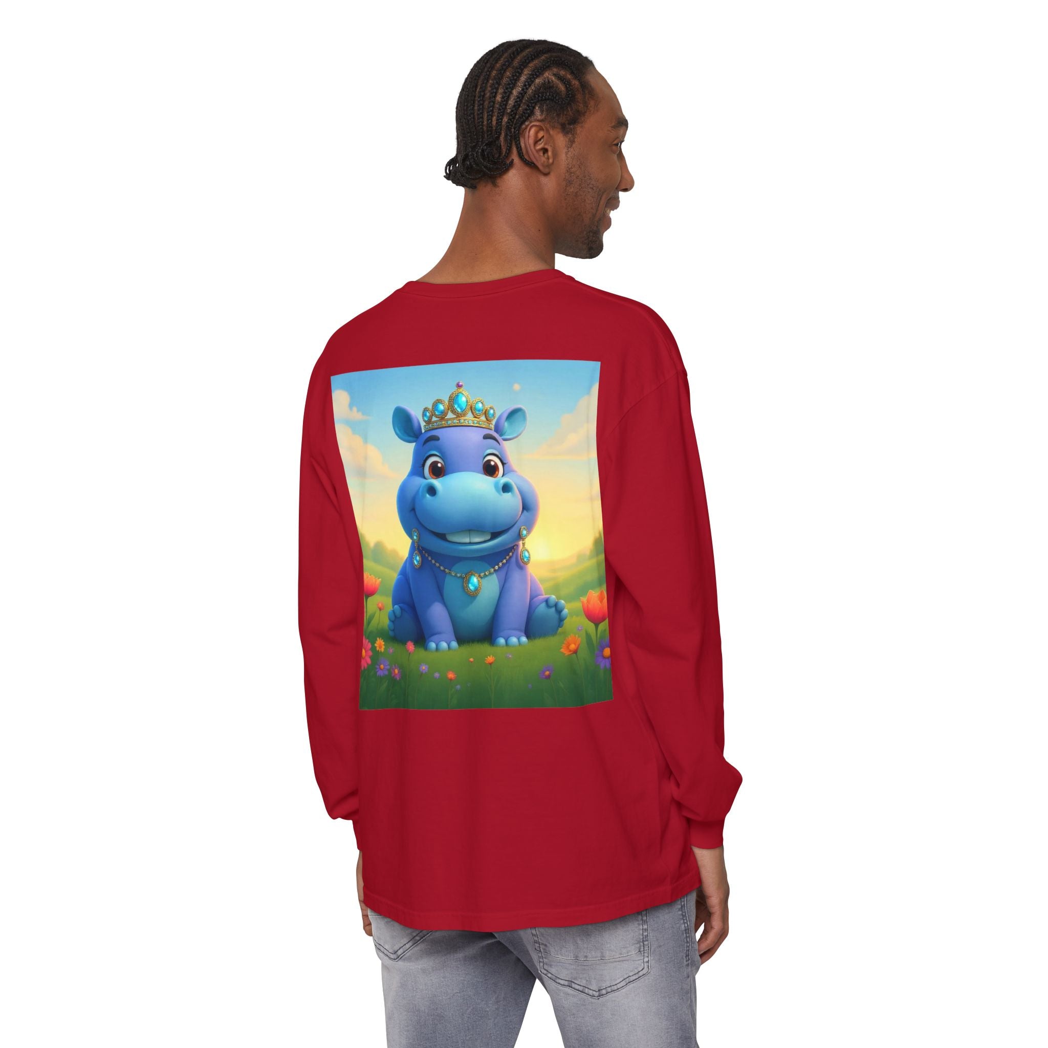 Whimsical Princess Hippo Long Sleeve T-Shirt