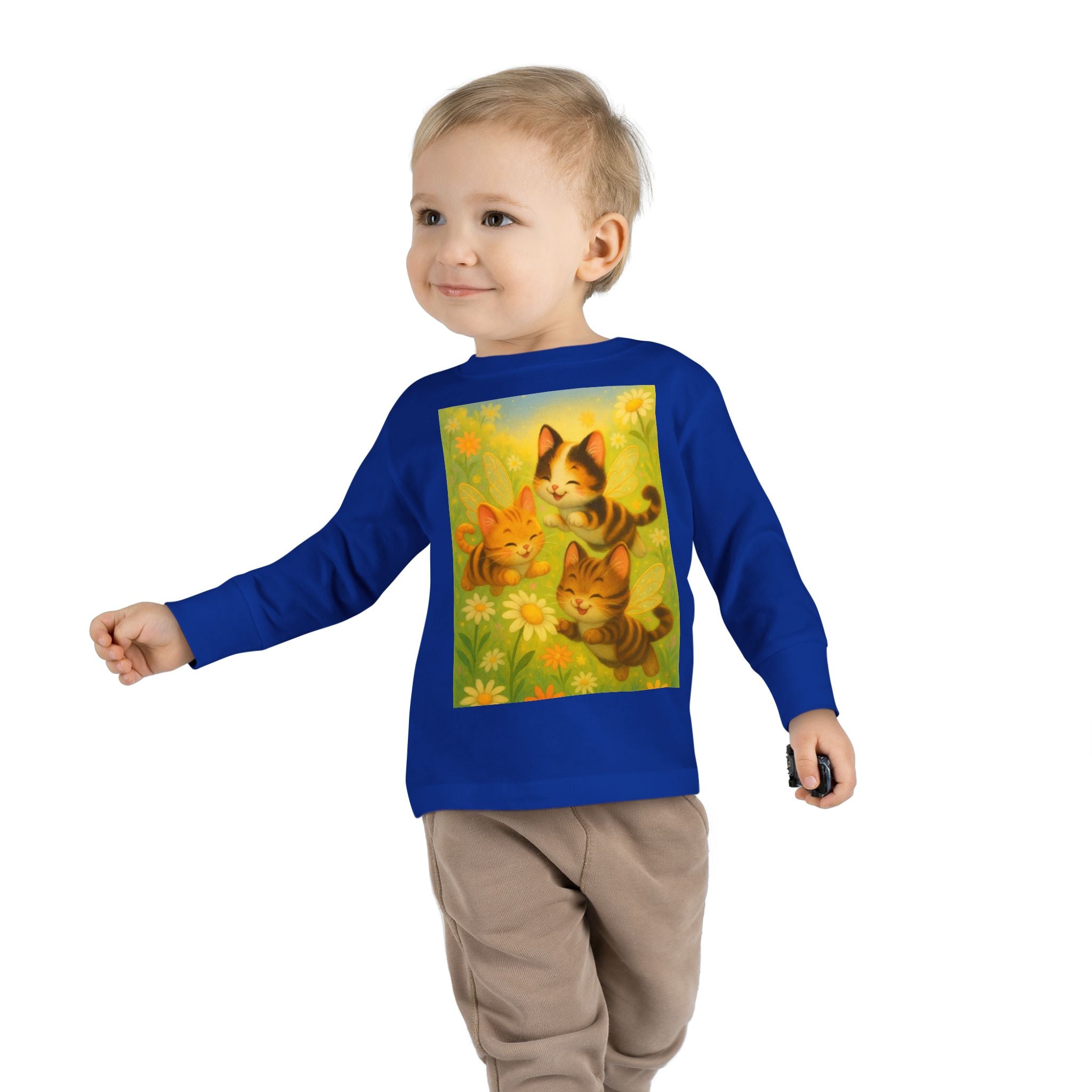 Toddler Tee - Whimsical Trio of Bumble Cats Playing in the Garden