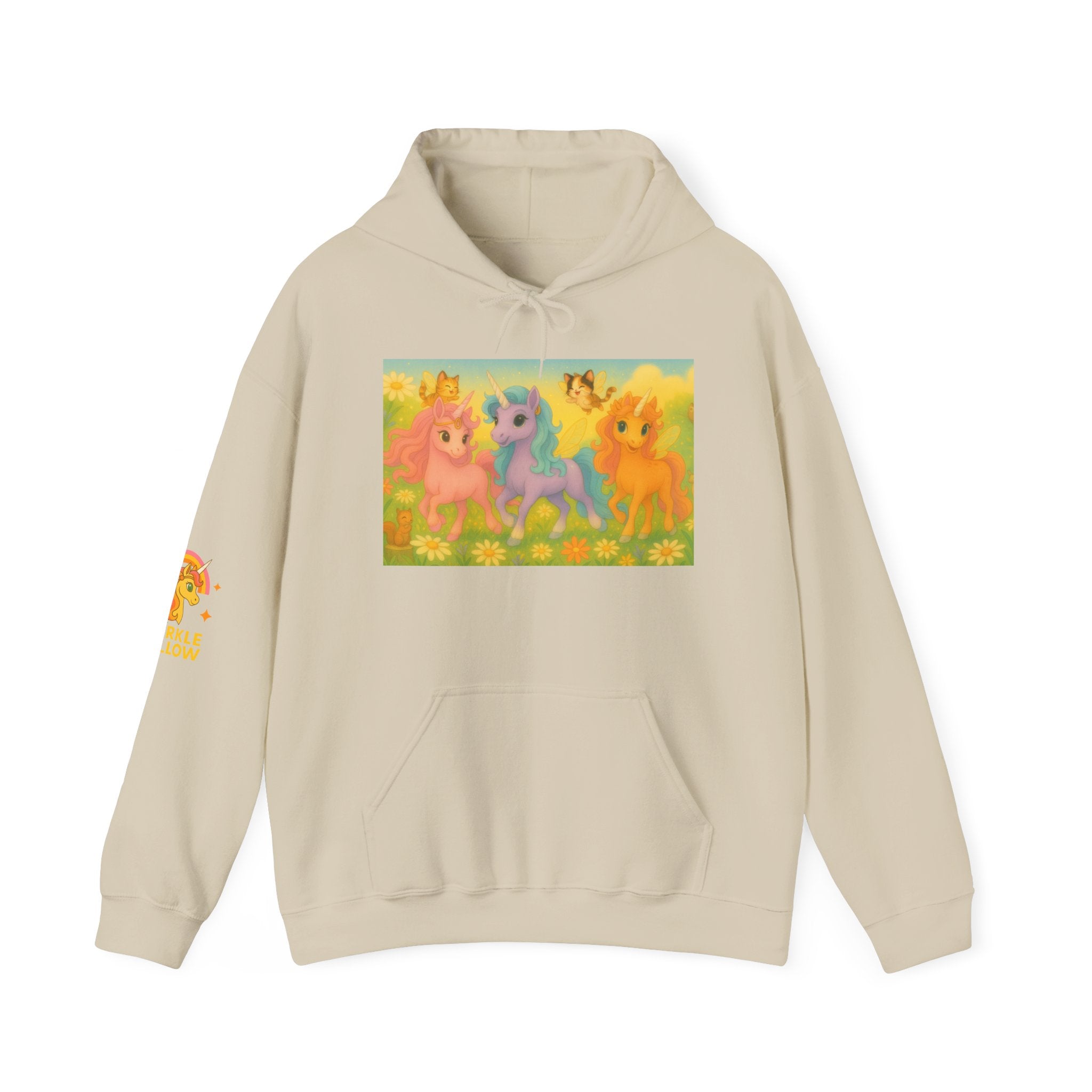 Hooded Sweatshirt - Whimsical Unicorn Princess Trio Design