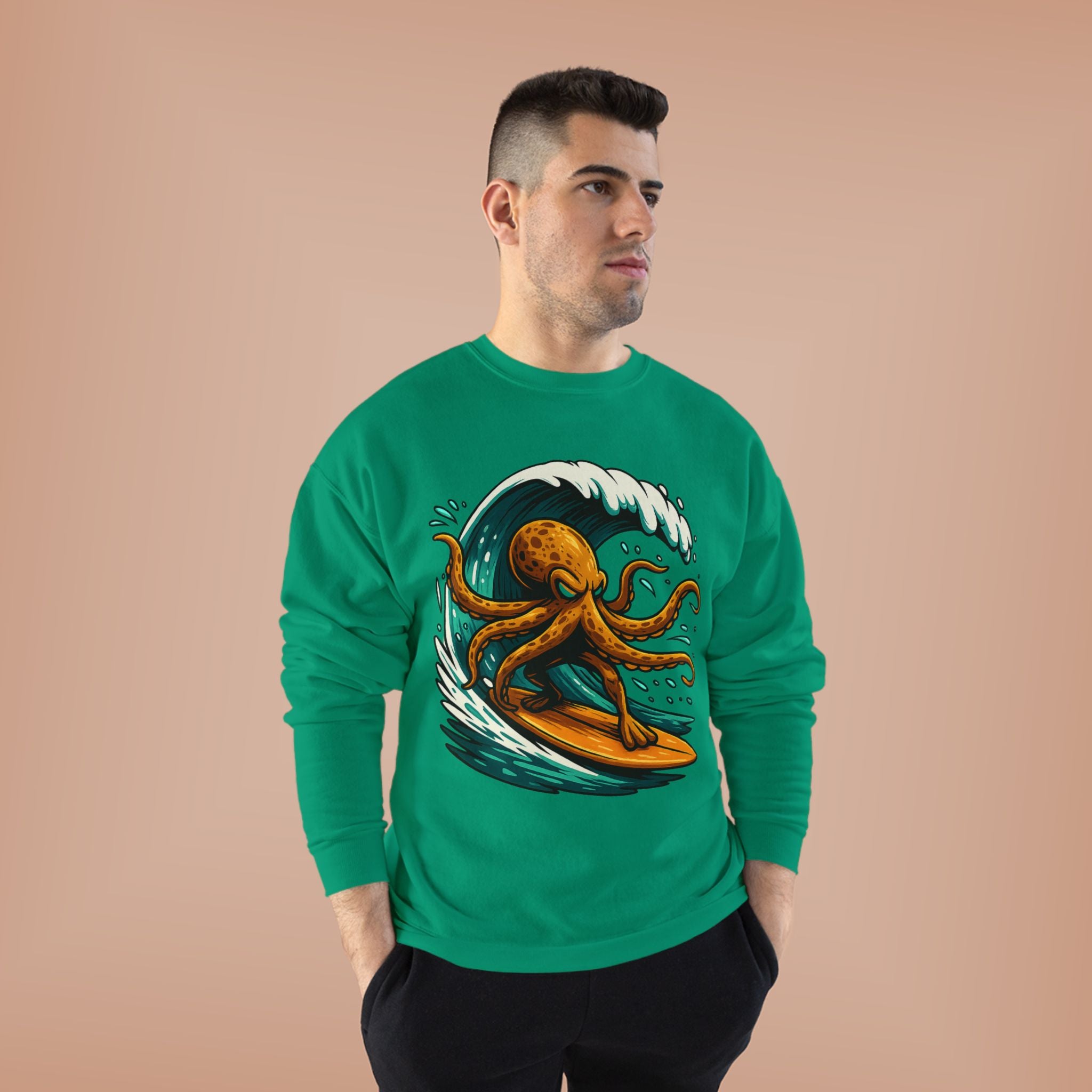 Octo Surfer Surfing Octopus Crewneck Sweatshirt