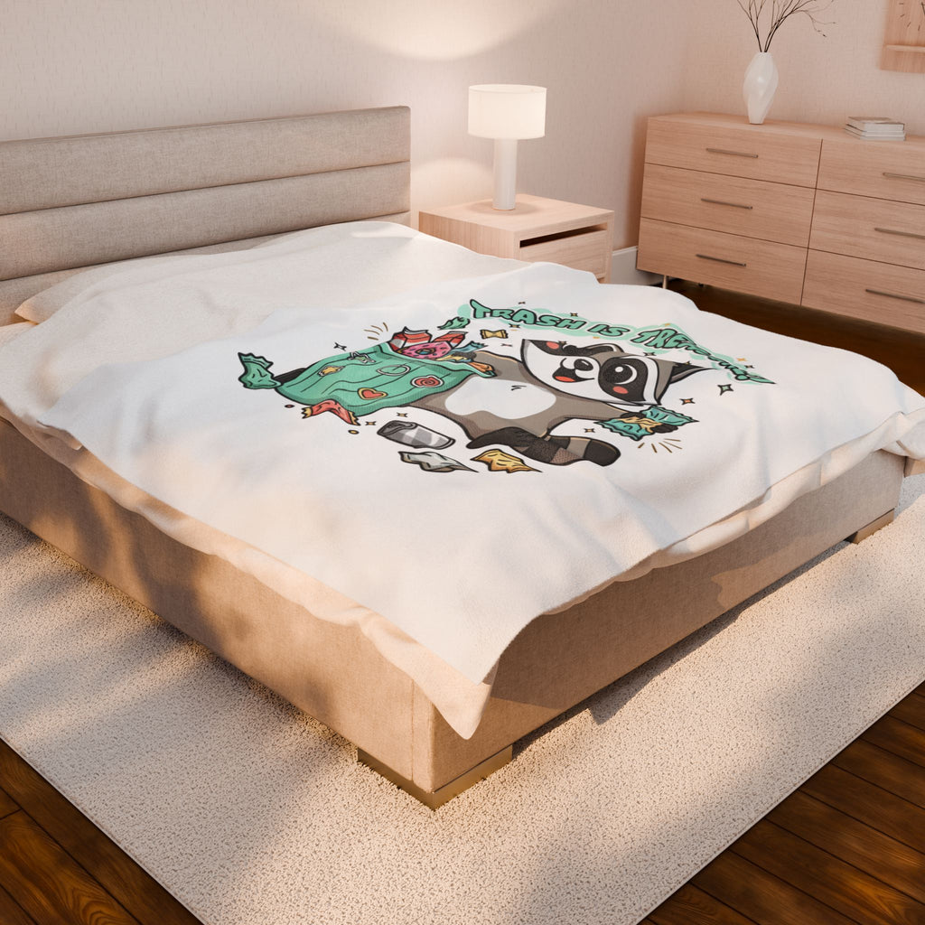 Trash Is Treasure Raccoon Velveteen Plush Blanket | trash panda Christmas, cute holiday