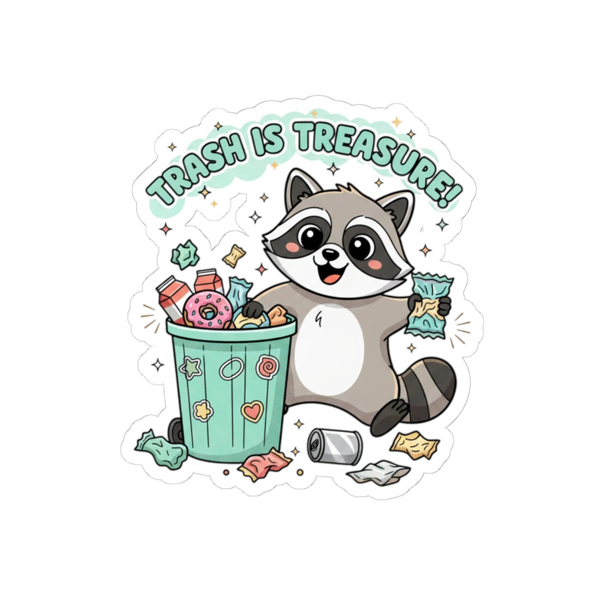 Trash Is Treasure raccoon sticker | Trash Panda Christmas, cute holiday sticker