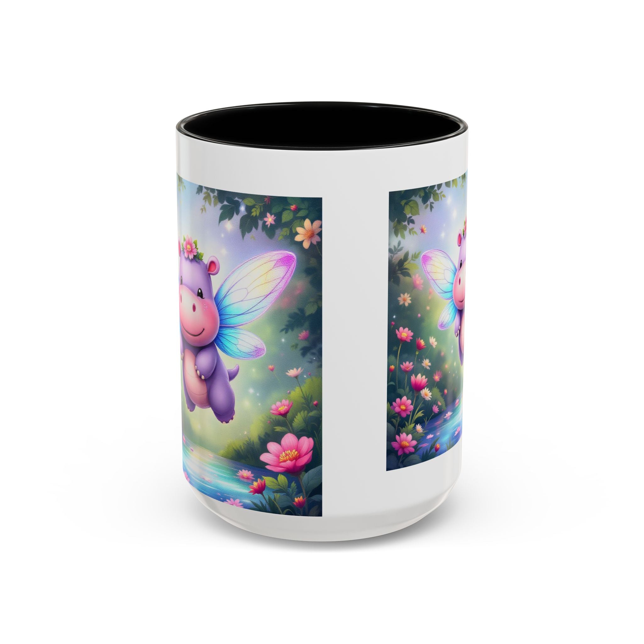 Mug - Whimsical Hippo Fairy Accent Coffee Mug (11, 15oz)