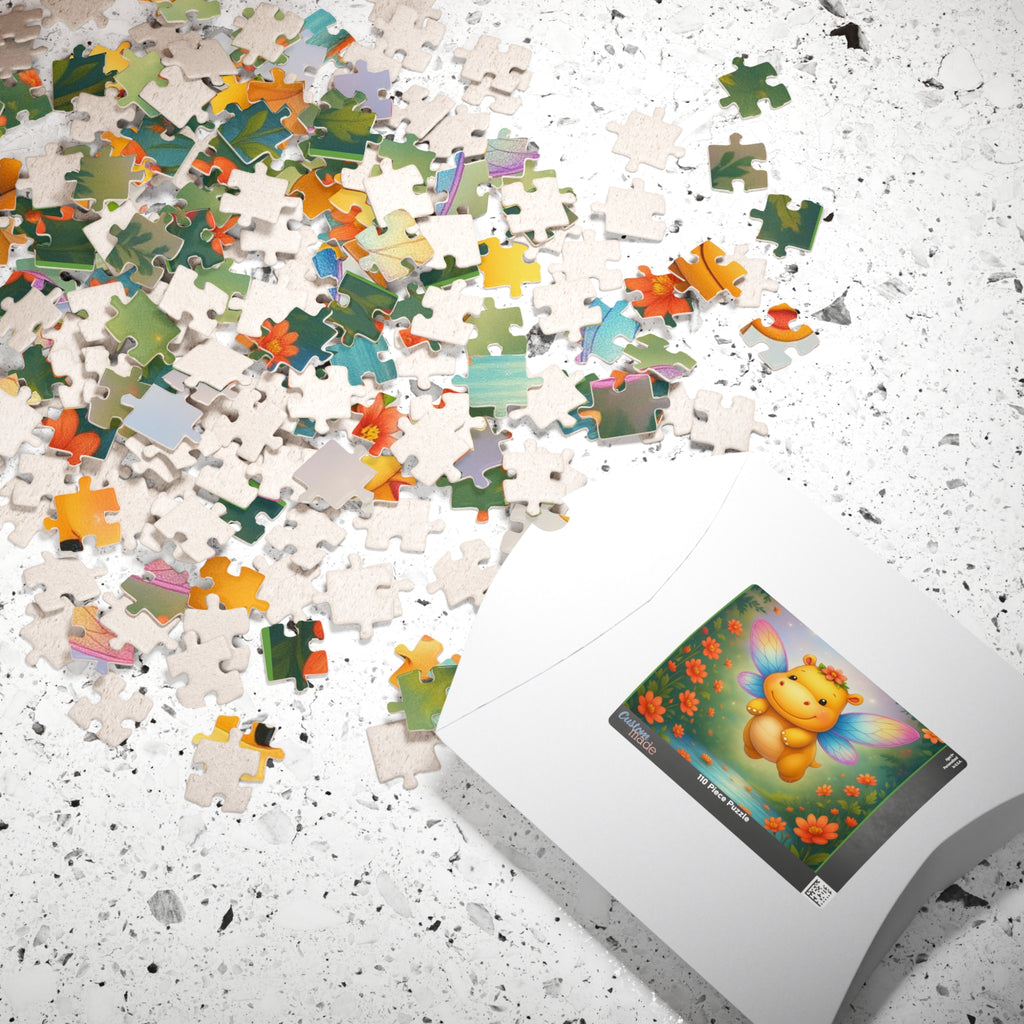 Fairy Hippo Puzzle — Cute Floral Kids Jigsaw (110/252/520/1014 pcs)