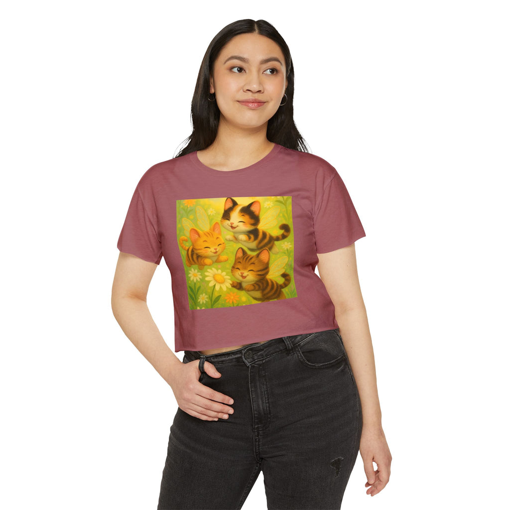 Cute Cat Festival Crop Top for Women - Perfect for Summer Celebrations