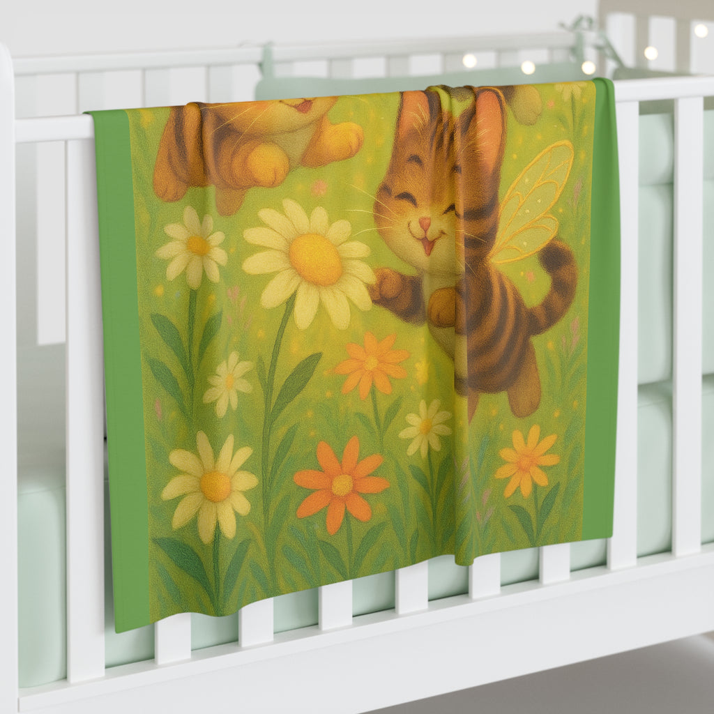 Swaddle Blanket - Whimsical Bumble Cats Garden