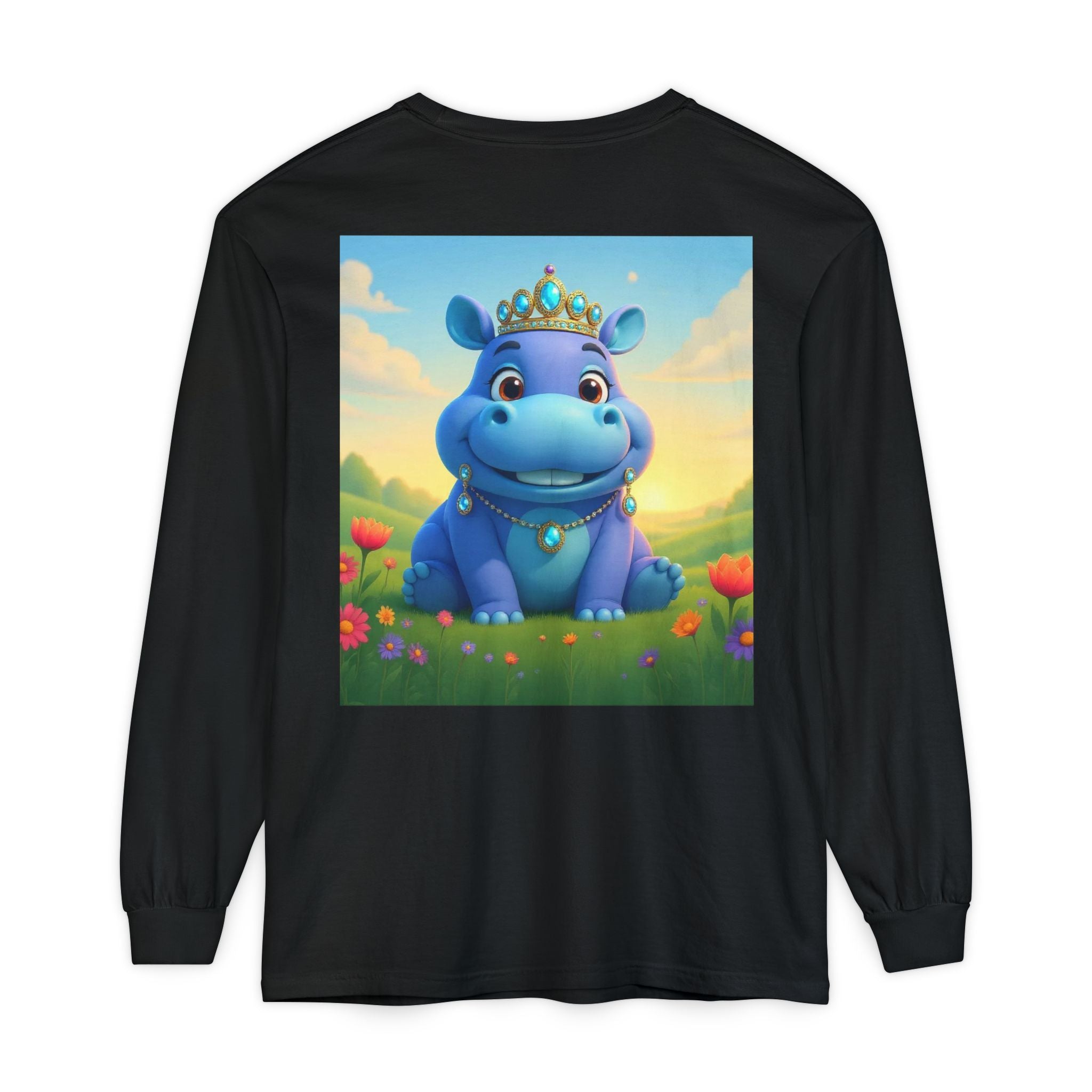 Whimsical Princess Hippo Long Sleeve T-Shirt