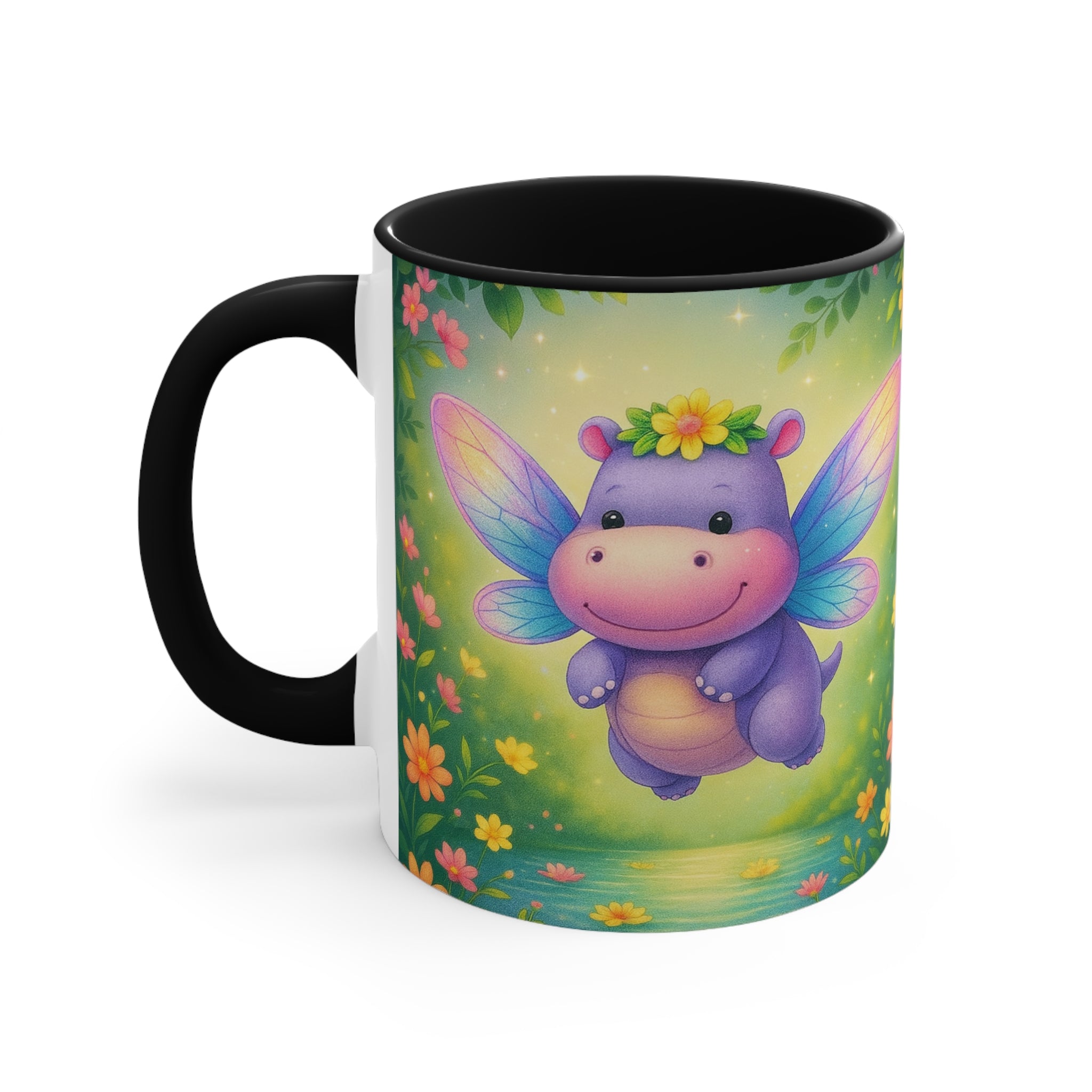 Cute Fairy Hippo Mug — Colorful 11oz Accent Coffee Cup