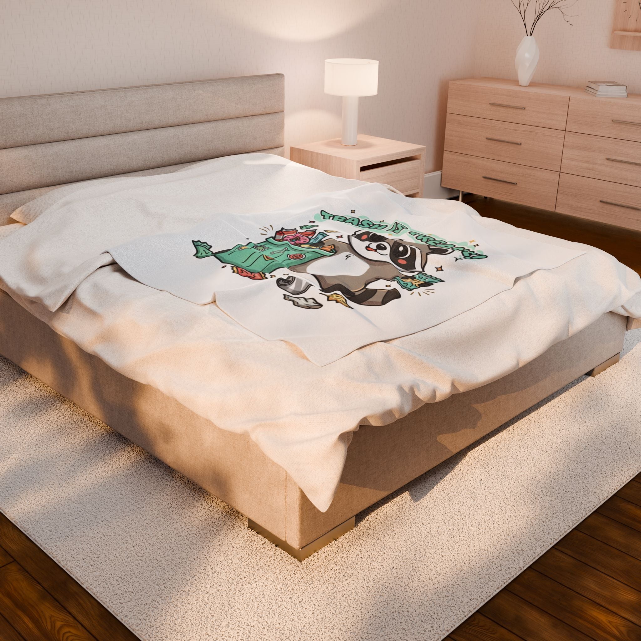 Trash Is Treasure Raccoon Velveteen Plush Blanket | trash panda Christmas, cute holiday