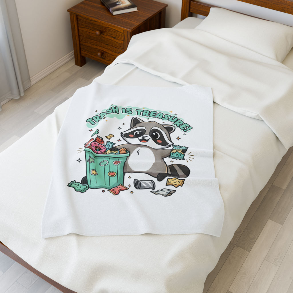 Trash Is Treasure Raccoon Velveteen Plush Blanket | trash panda Christmas, cute holiday