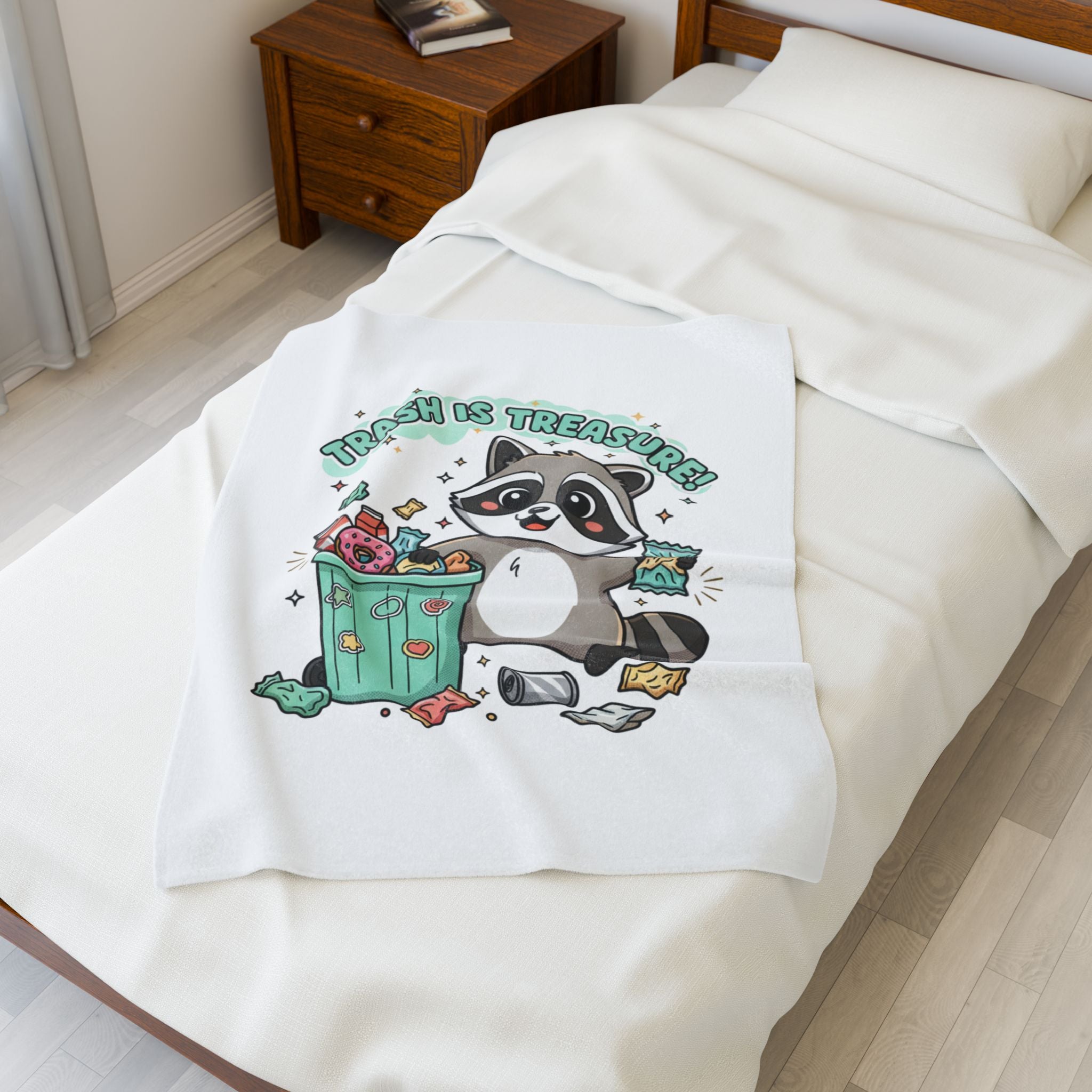 Trash Is Treasure Raccoon Velveteen Plush Blanket | trash panda Christmas, cute holiday
