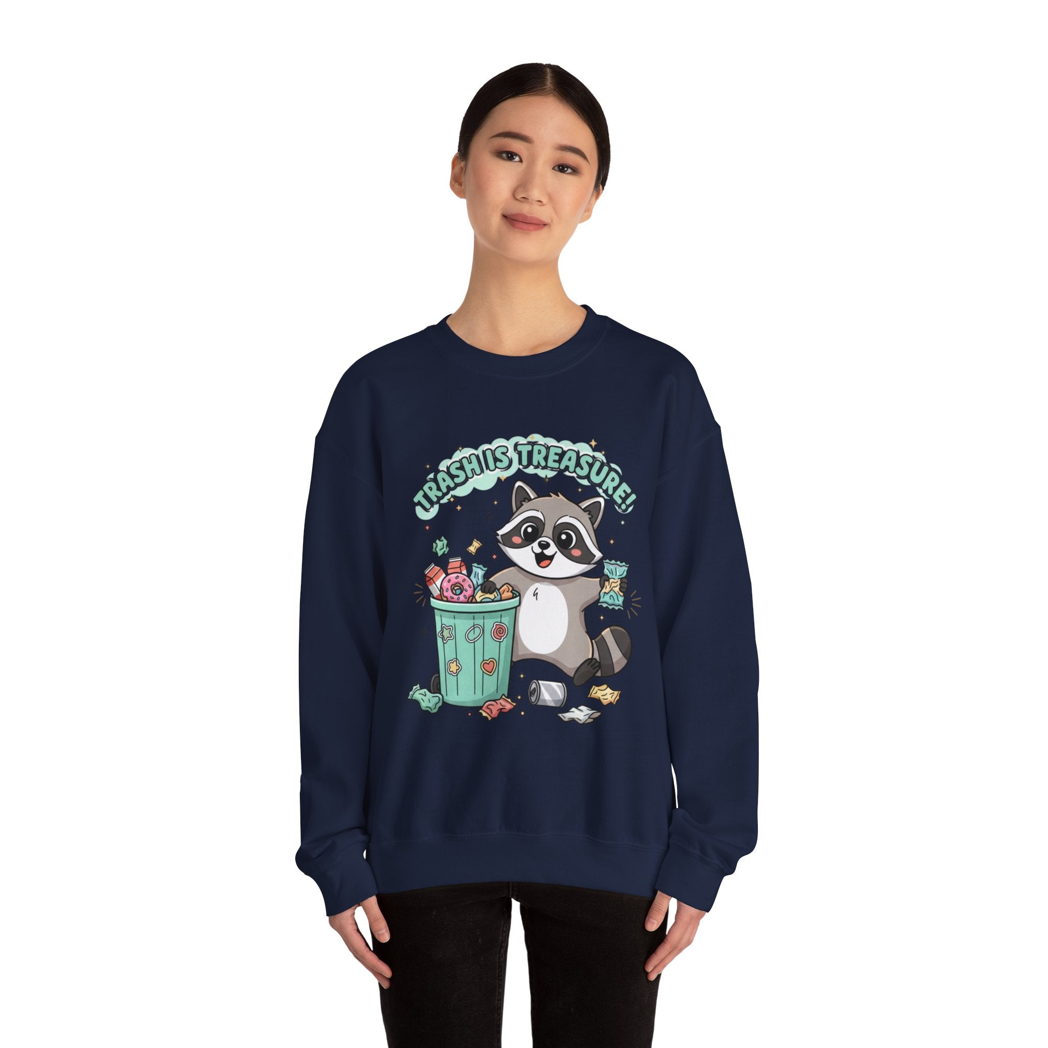 Merry Trash‑Mas Raccoon Crewneck Sweatshirt | trash panda Christmas, funny rodent