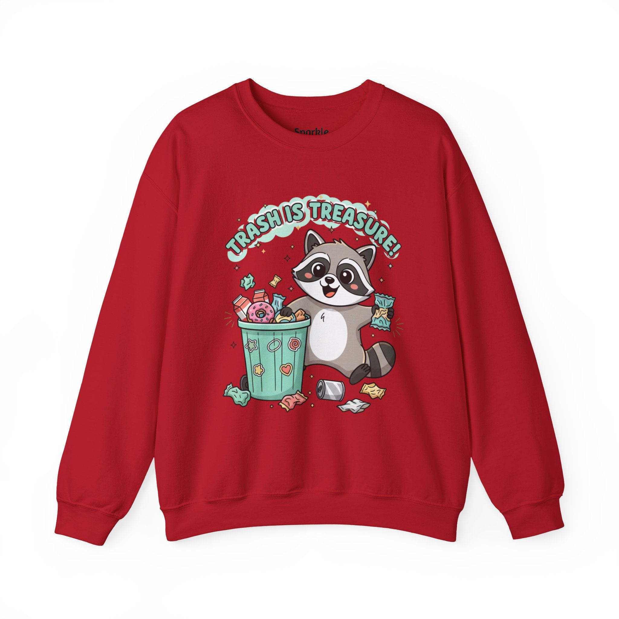 Merry Trash‑Mas Raccoon Crewneck Sweatshirt | trash panda Christmas, funny rodent