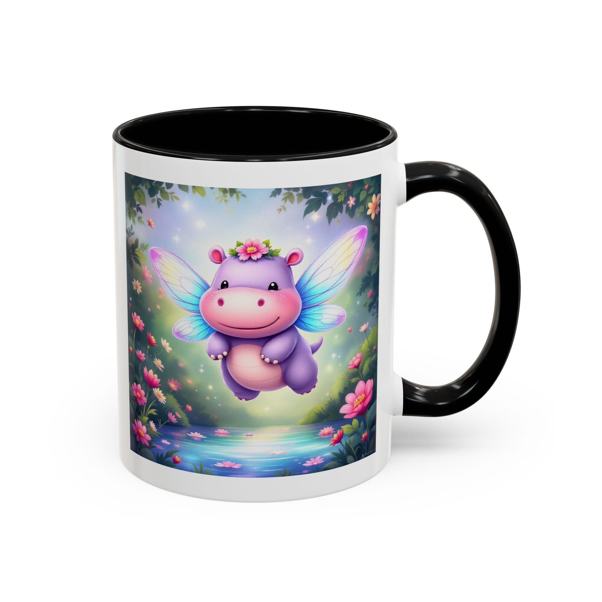 Mug - Whimsical Hippo Fairy Accent Coffee Mug (11, 15oz)