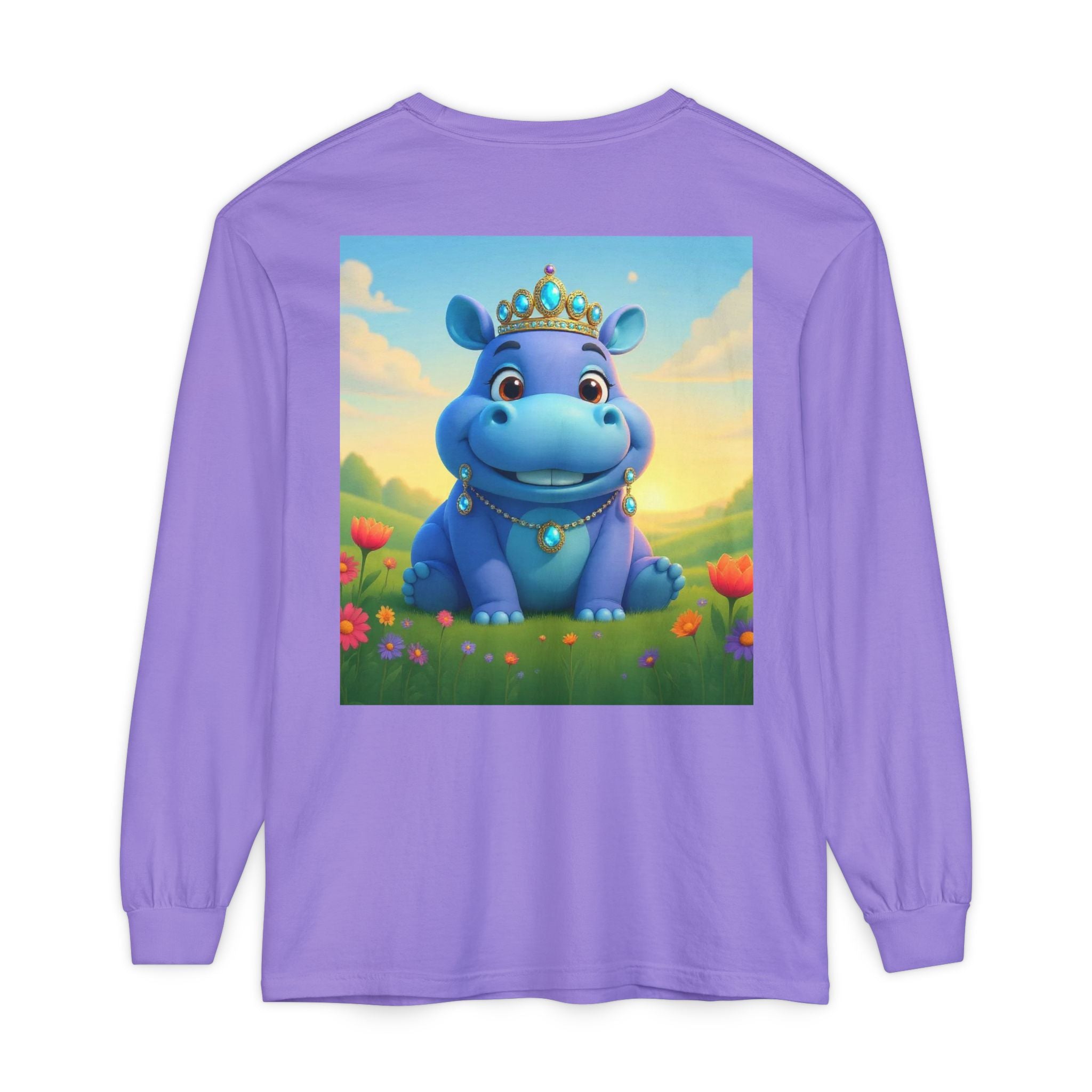 Whimsical Princess Hippo Long Sleeve T-Shirt