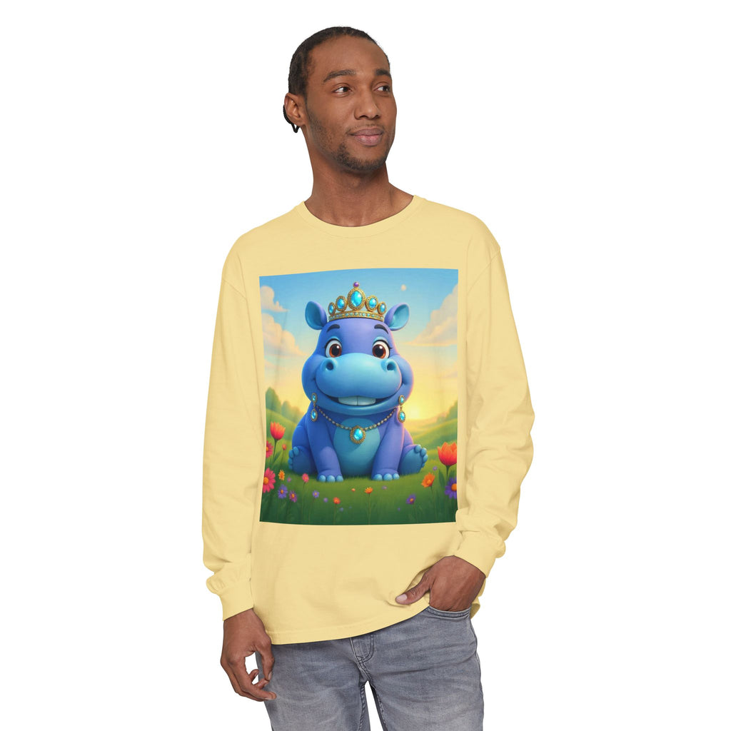 Whimsical Princess Hippo Long Sleeve T-Shirt