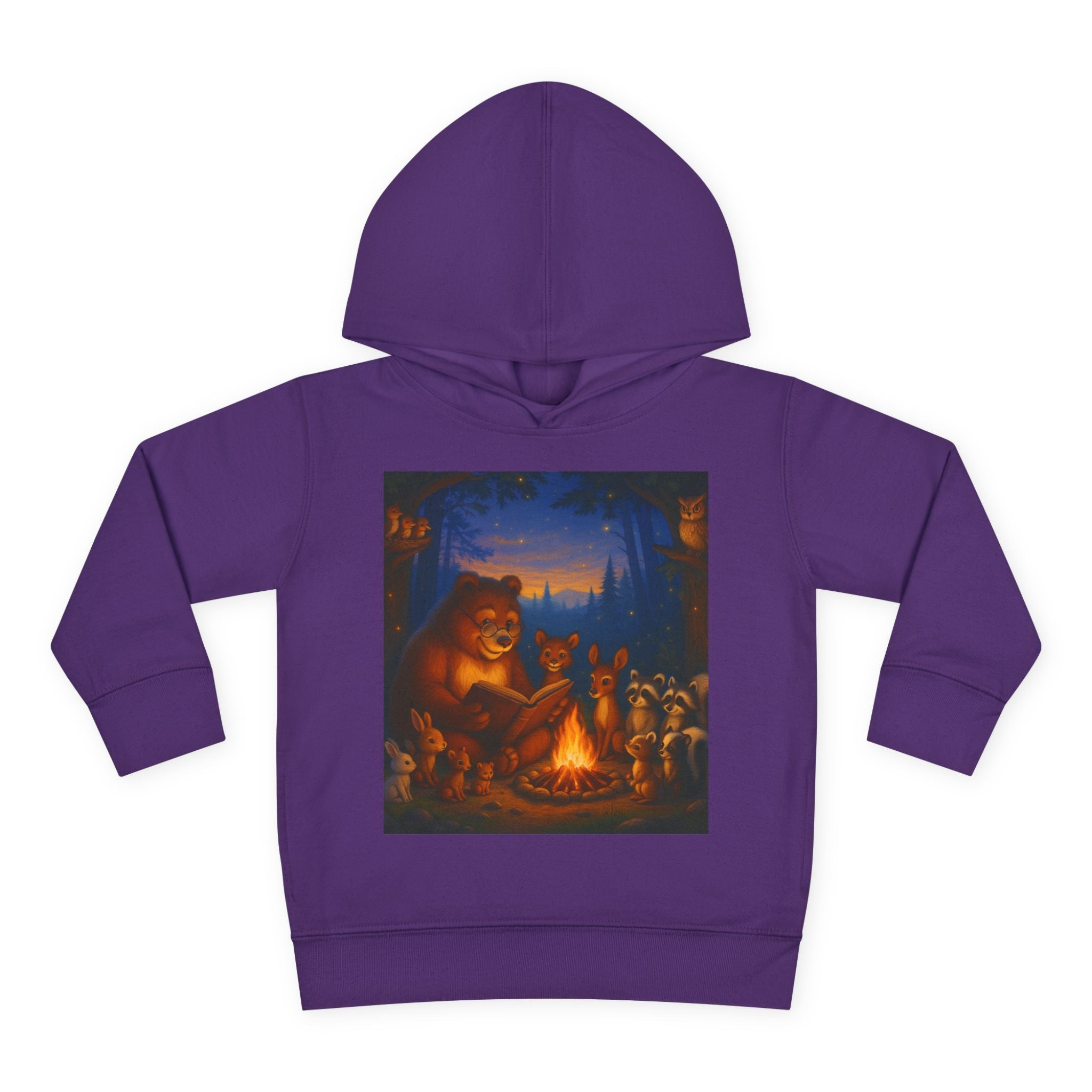 Toddler Hoodie — "Listen to the Story Bear" Campfire Design