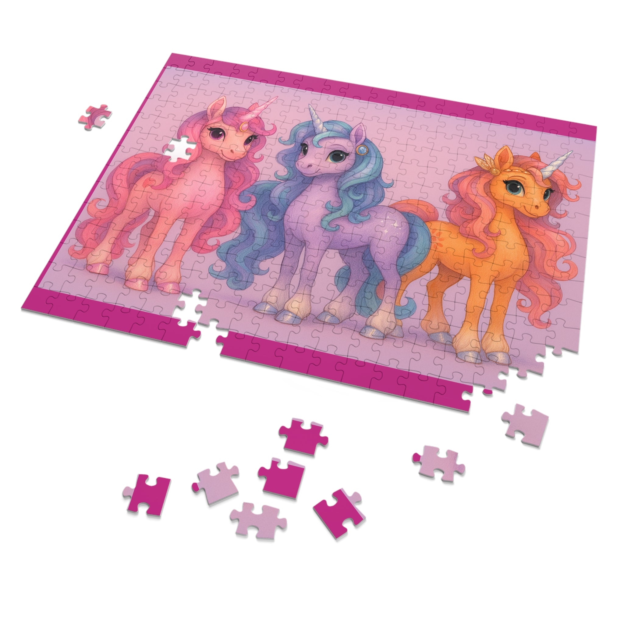 Jigsaw Puzzle: Whimsical Unicorn Princess Trio