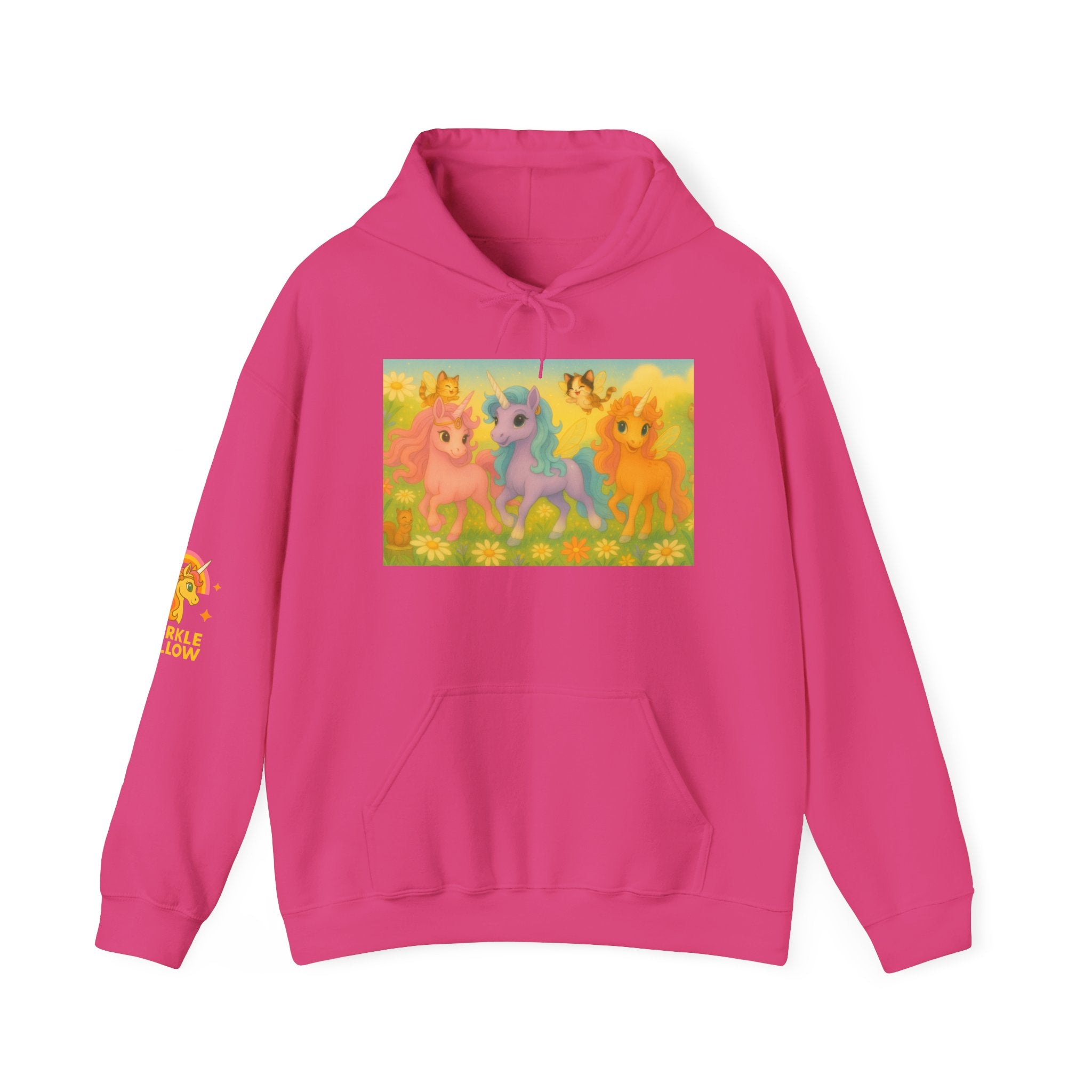 Hooded Sweatshirt - Whimsical Unicorn Princess Trio Design