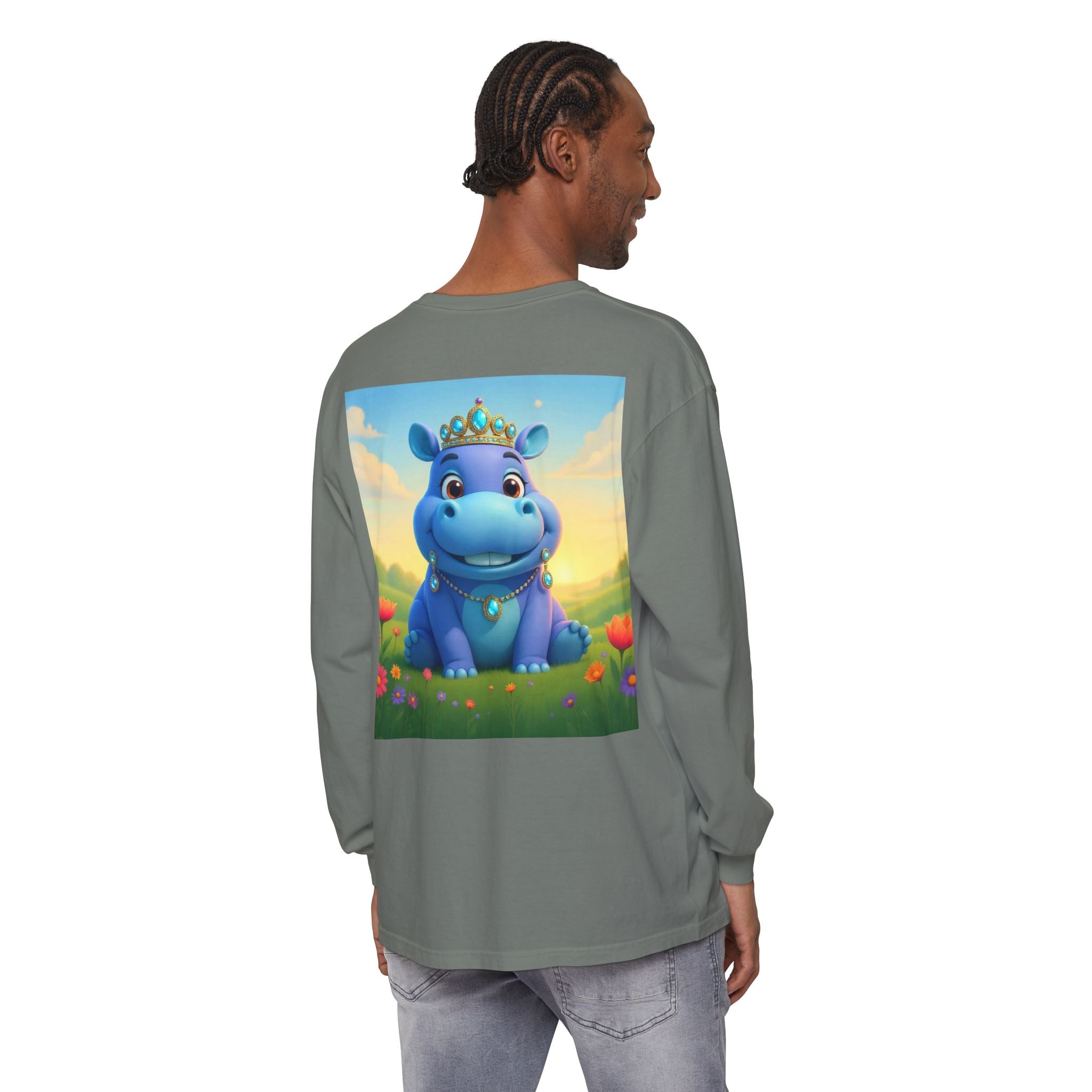 Whimsical Princess Hippo Long Sleeve T-Shirt