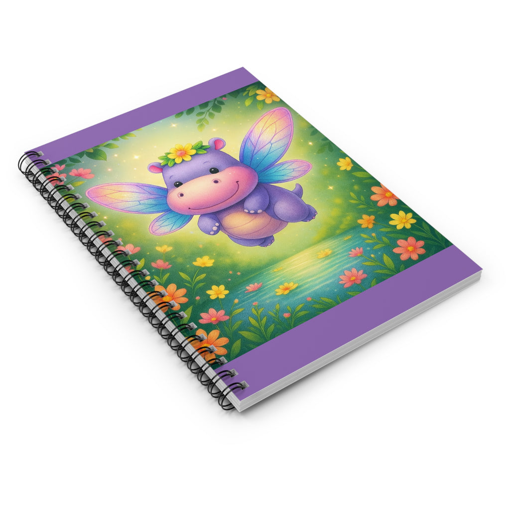 Spiral Notebook - Whimsical Hippo Fairy Design