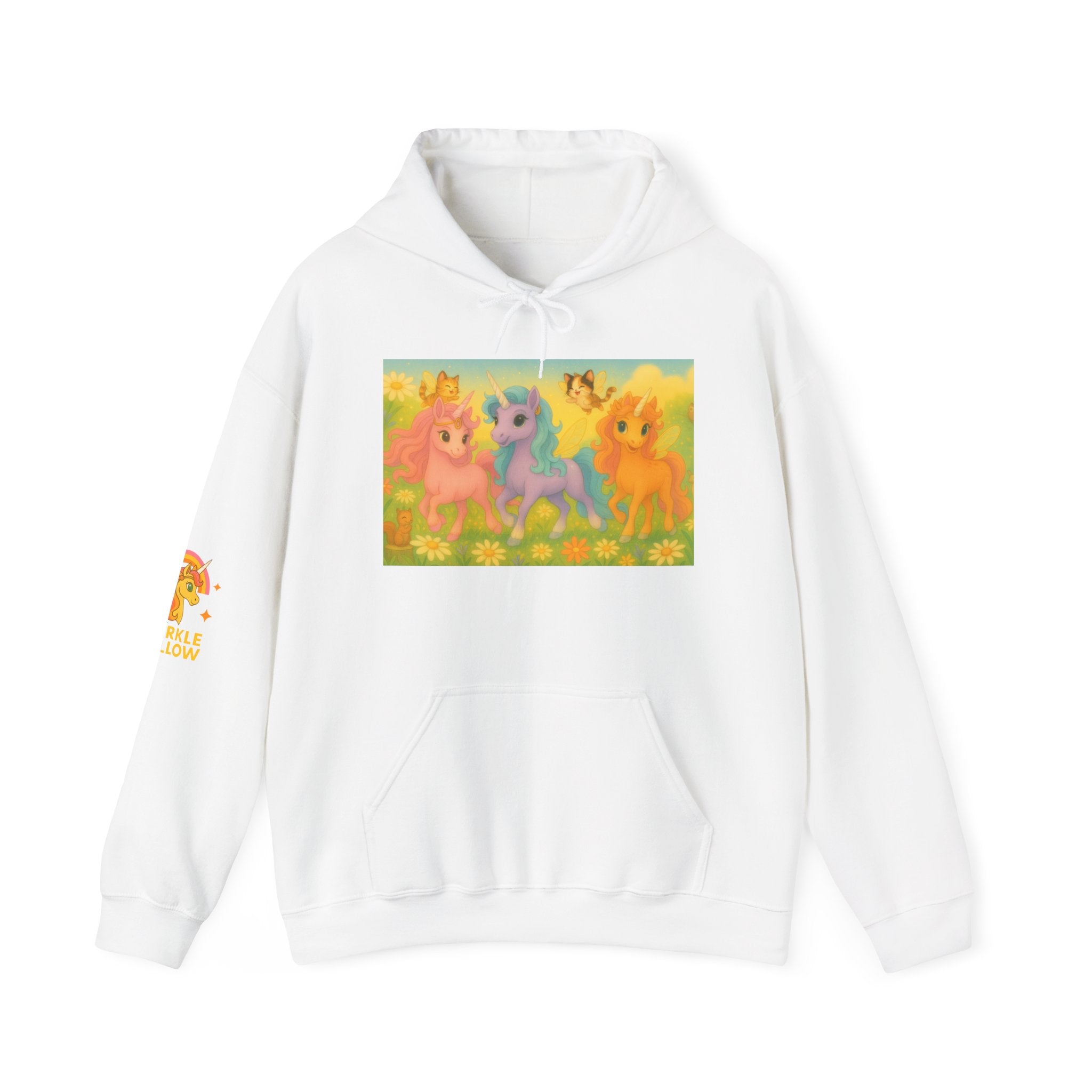 Hooded Sweatshirt - Whimsical Unicorn Princess Trio Design