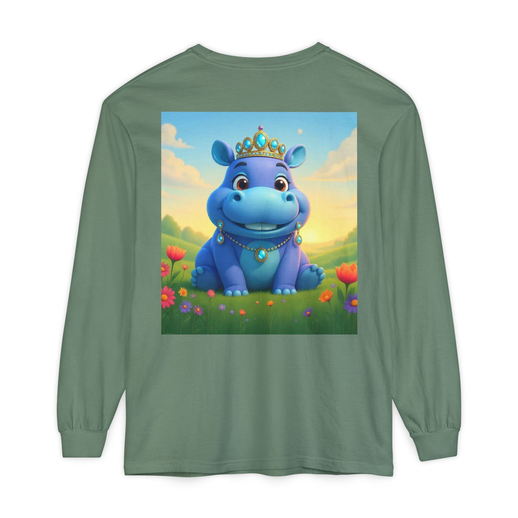 Whimsical Princess Hippo Long Sleeve T-Shirt