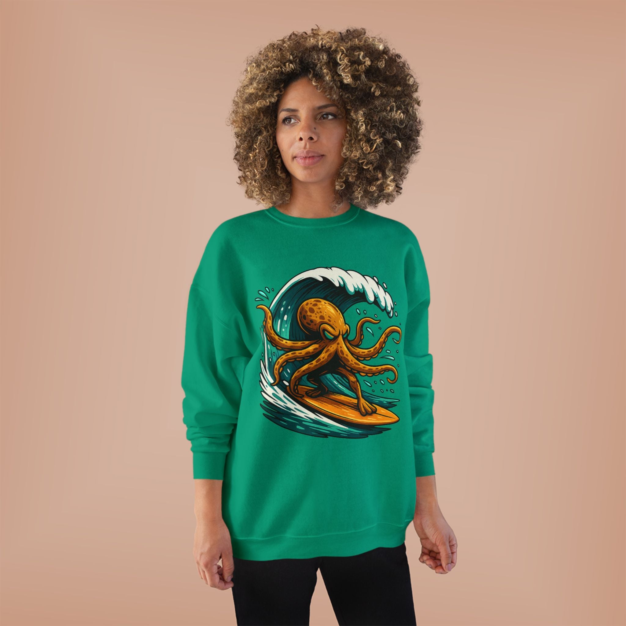 Octo Surfer Surfing Octopus Crewneck Sweatshirt