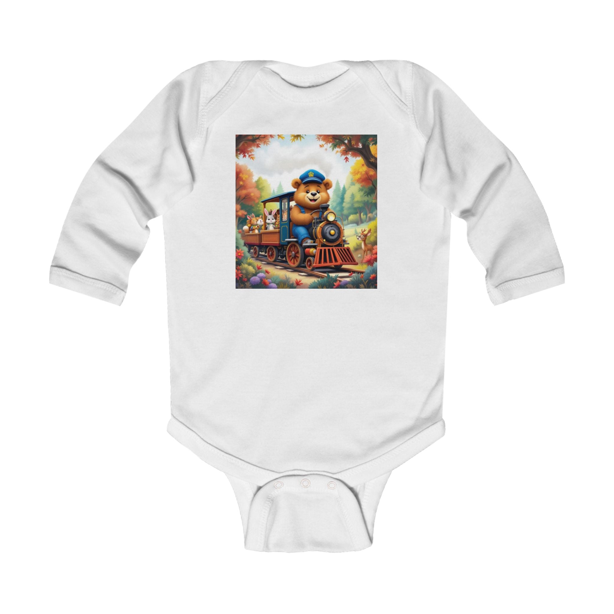 Infant Bodysuit — 'Board the Bear Train' Sparkle Hollow Baby Onesie