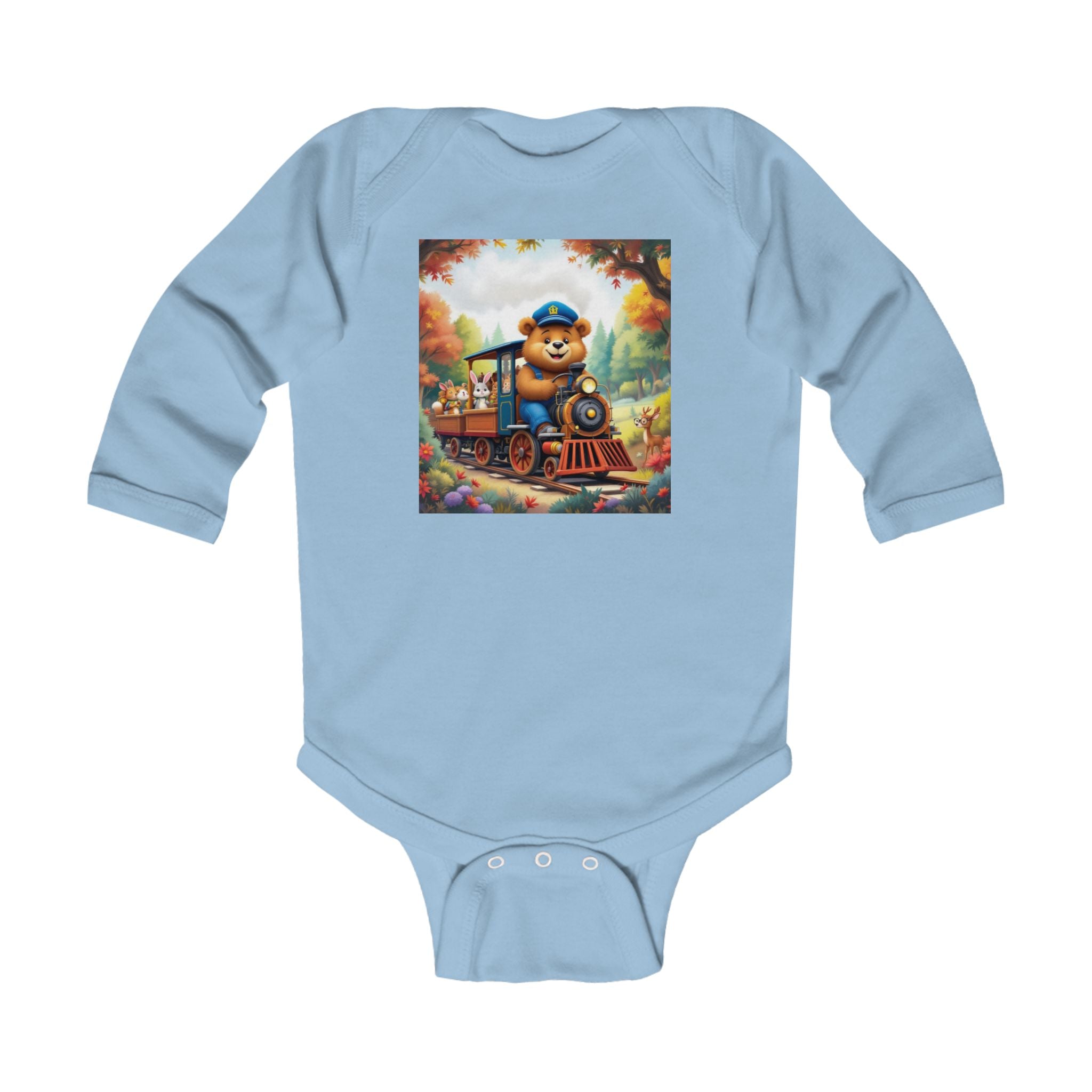 Infant Bodysuit — 'Board the Bear Train' Sparkle Hollow Baby Onesie