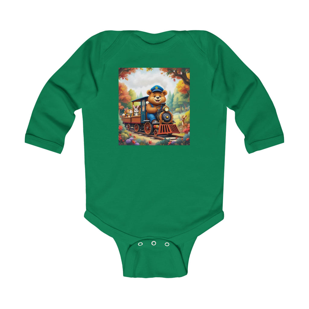 Infant Bodysuit — 'Board the Bear Train' Sparkle Hollow Baby Onesie