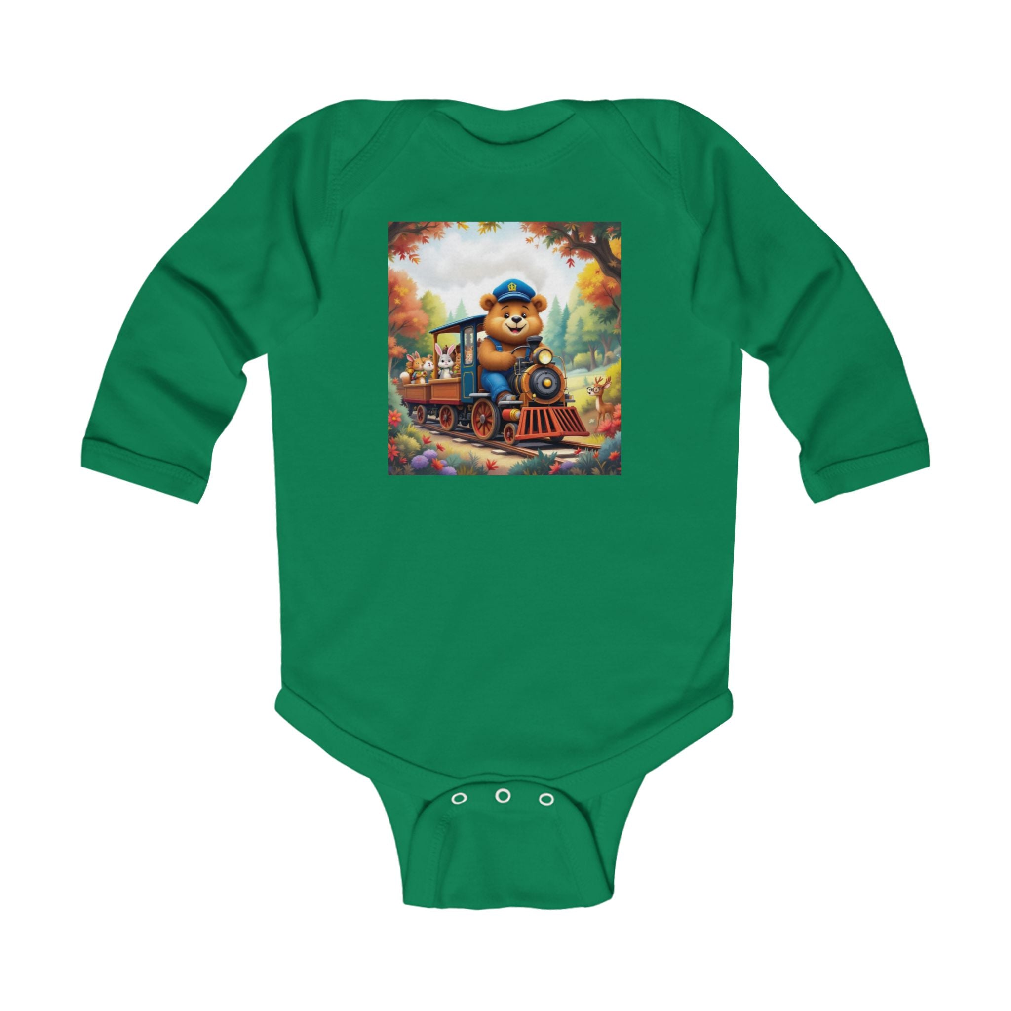 Infant Bodysuit — 'Board the Bear Train' Sparkle Hollow Baby Onesie
