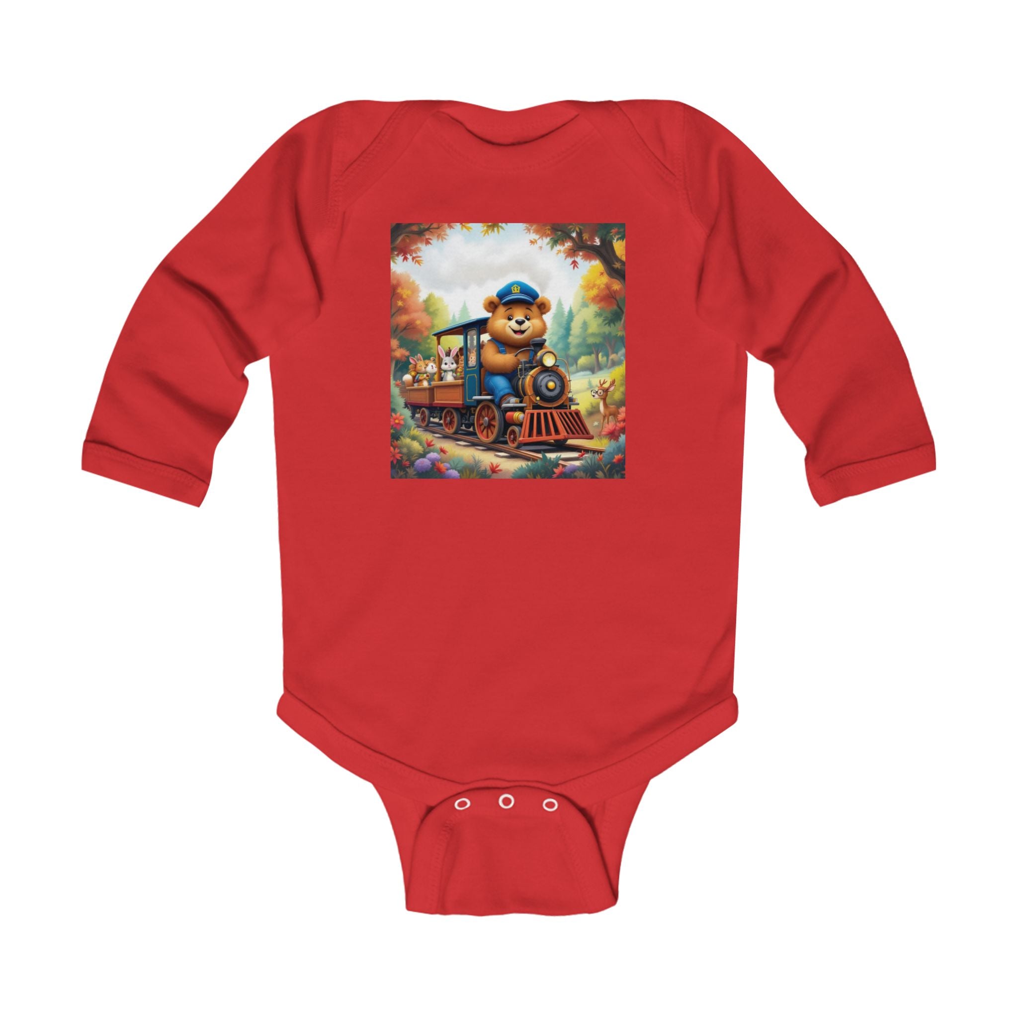 Infant Bodysuit — 'Board the Bear Train' Sparkle Hollow Baby Onesie