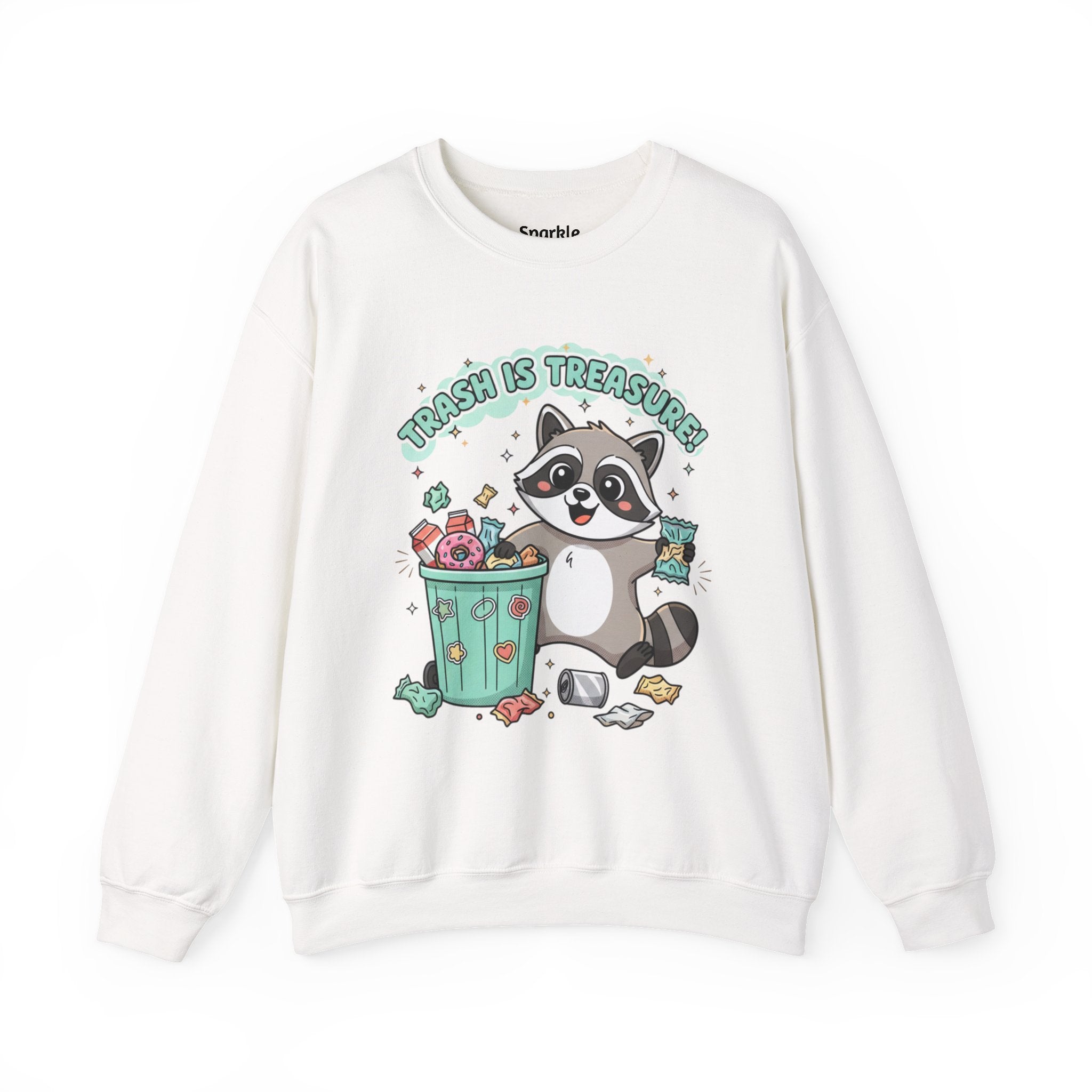 Merry Trash‑Mas Raccoon Crewneck Sweatshirt | trash panda Christmas, funny rodent