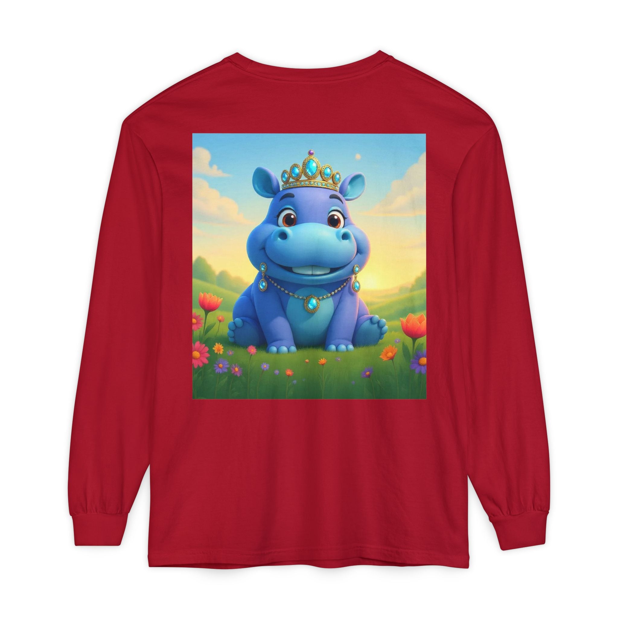 Whimsical Princess Hippo Long Sleeve T-Shirt