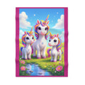 Baby Blanket - Whimsical Unicorn Mother with 2 Baby Unicorns Design