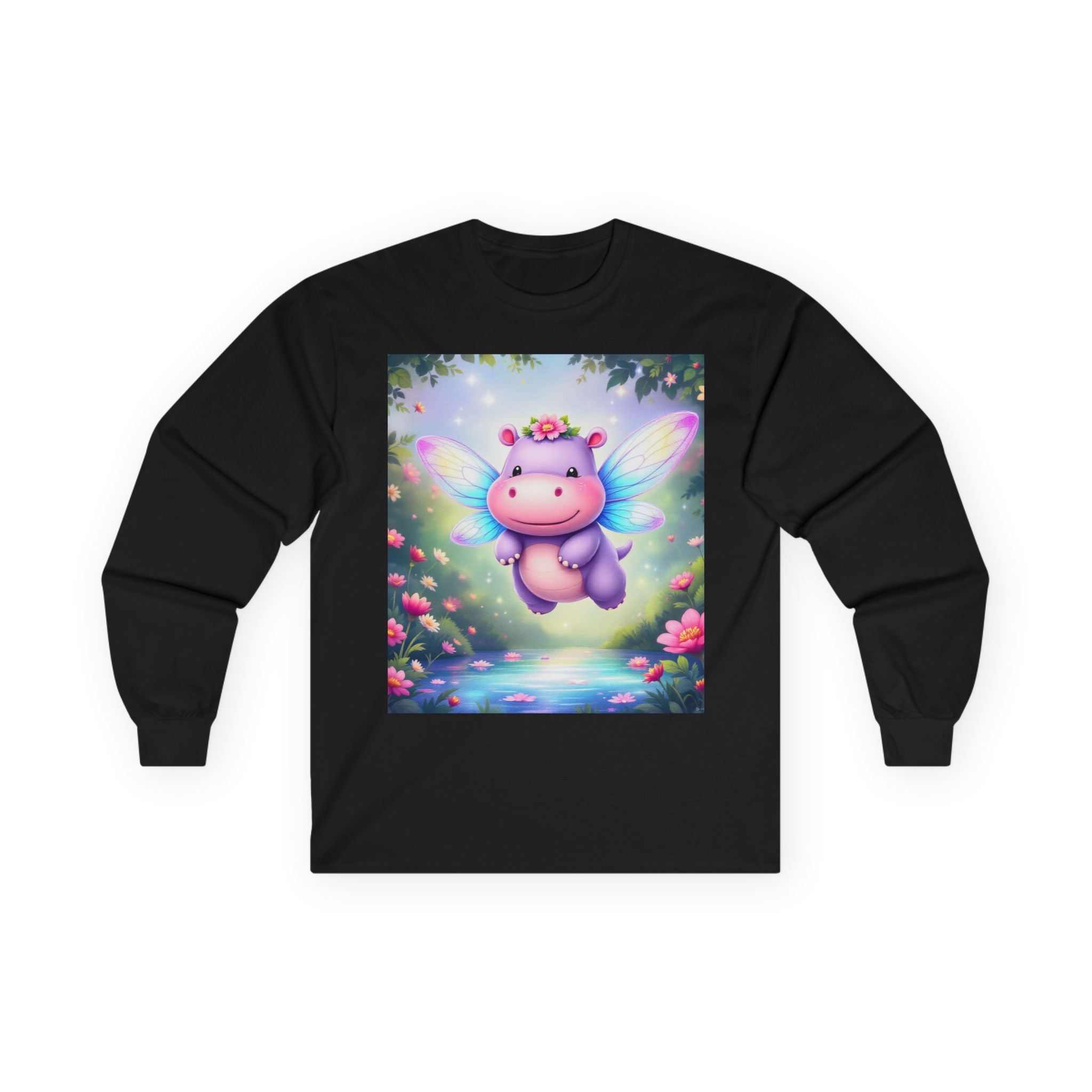 Long Sleeve Tee - Magical Hippo Fairy Design from Sparkle Hollow